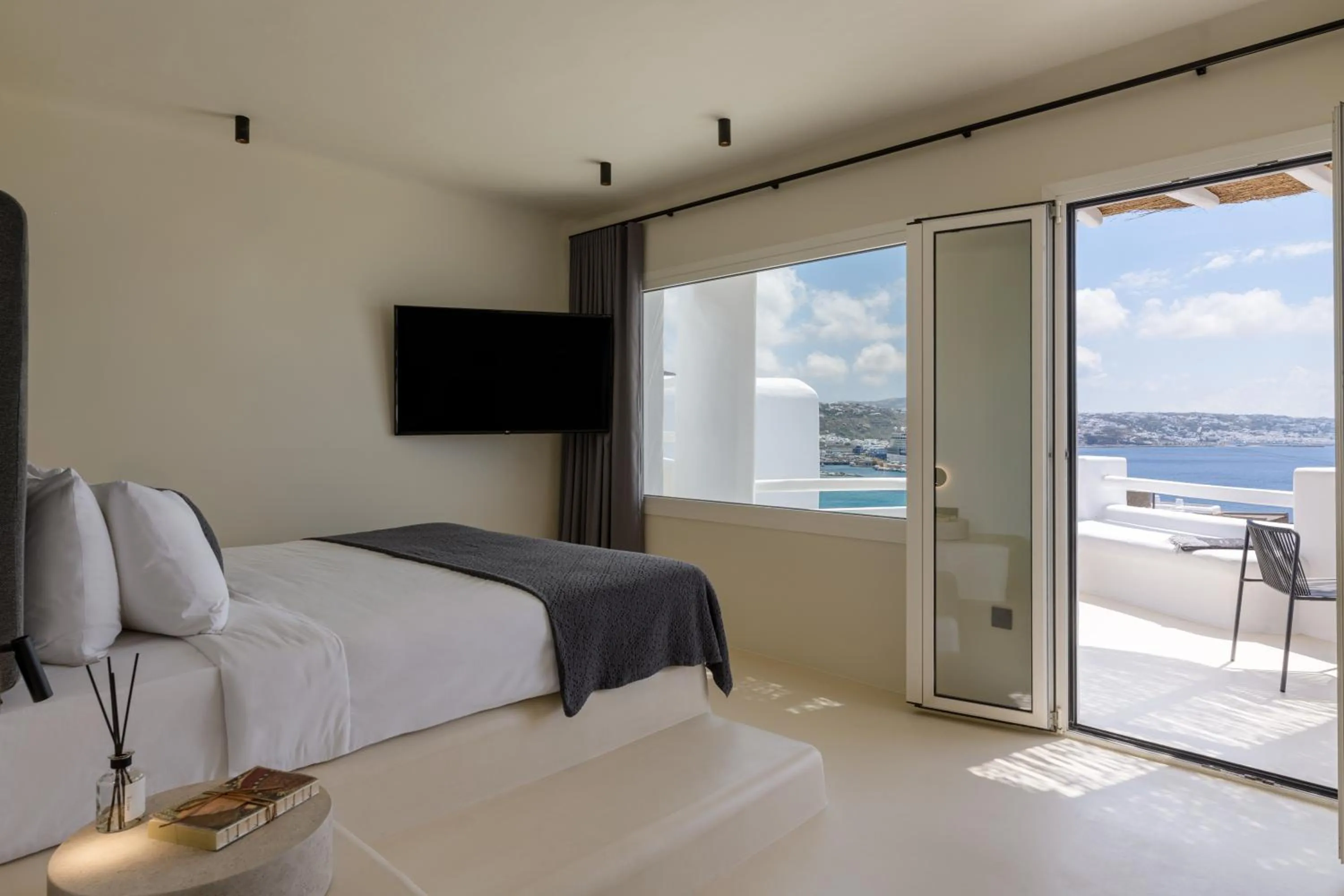 Bed in Rocabella Mykonos Hotel