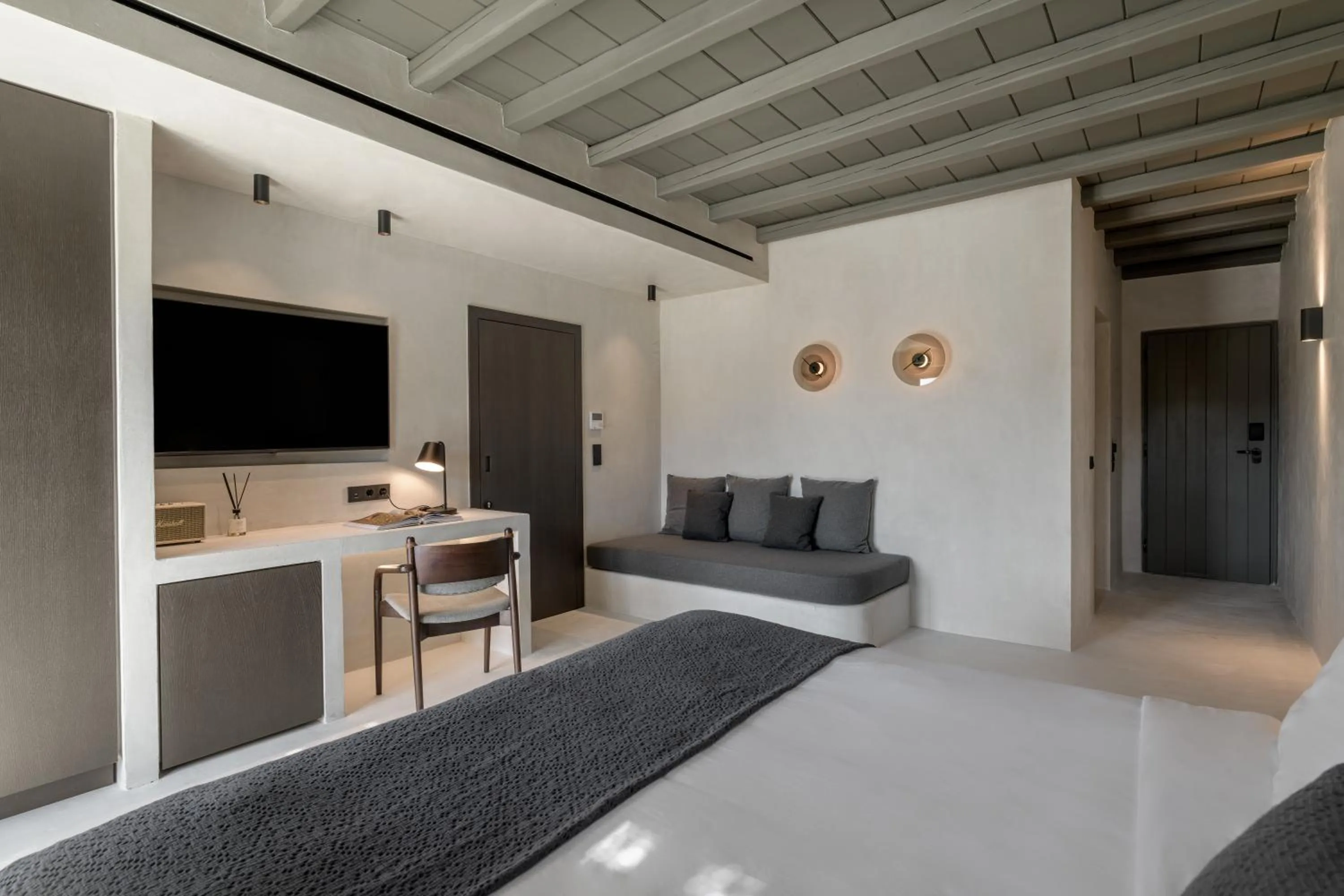 Bed in Rocabella Mykonos Hotel