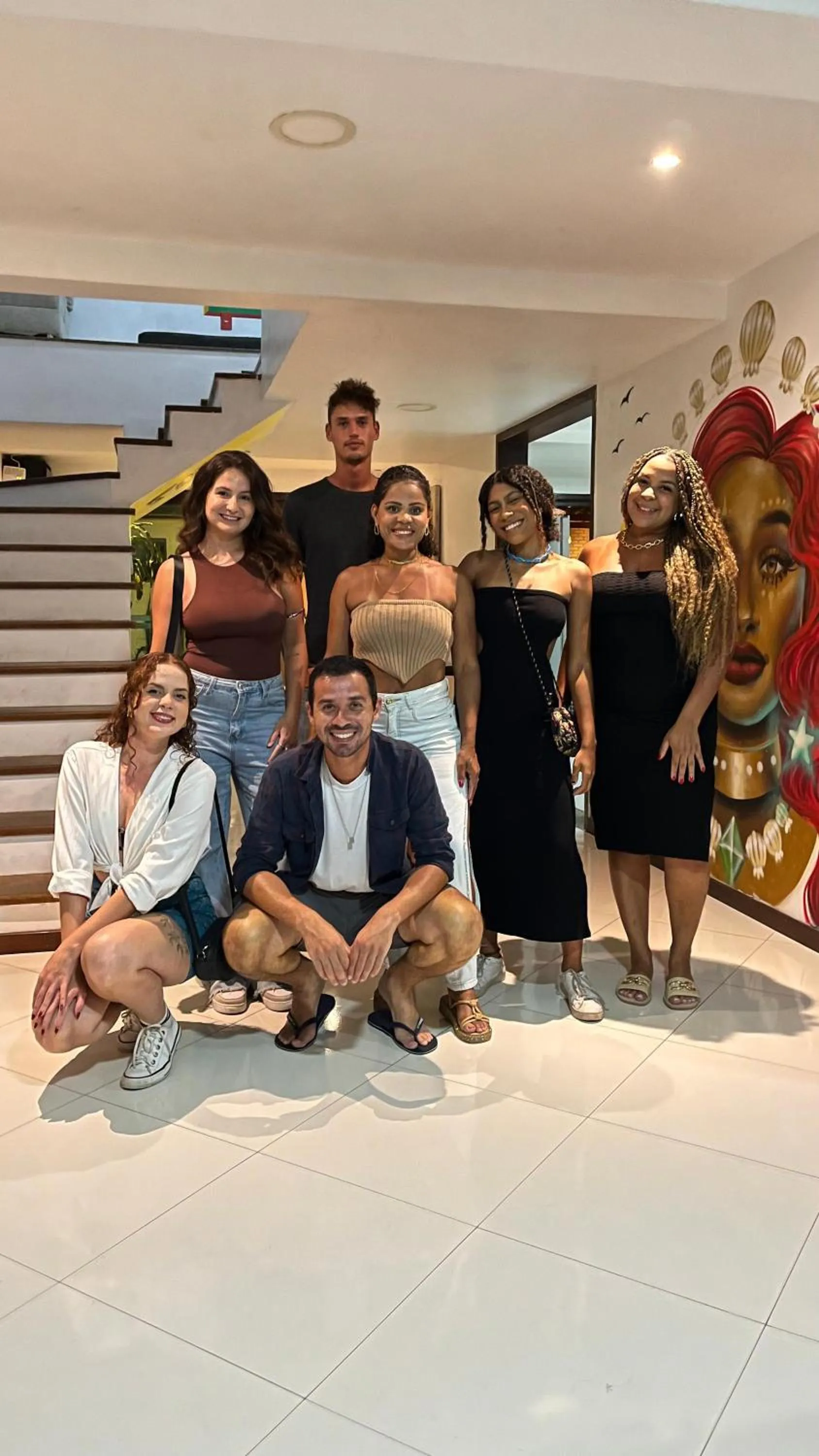 group of guests in Enseada Hostel