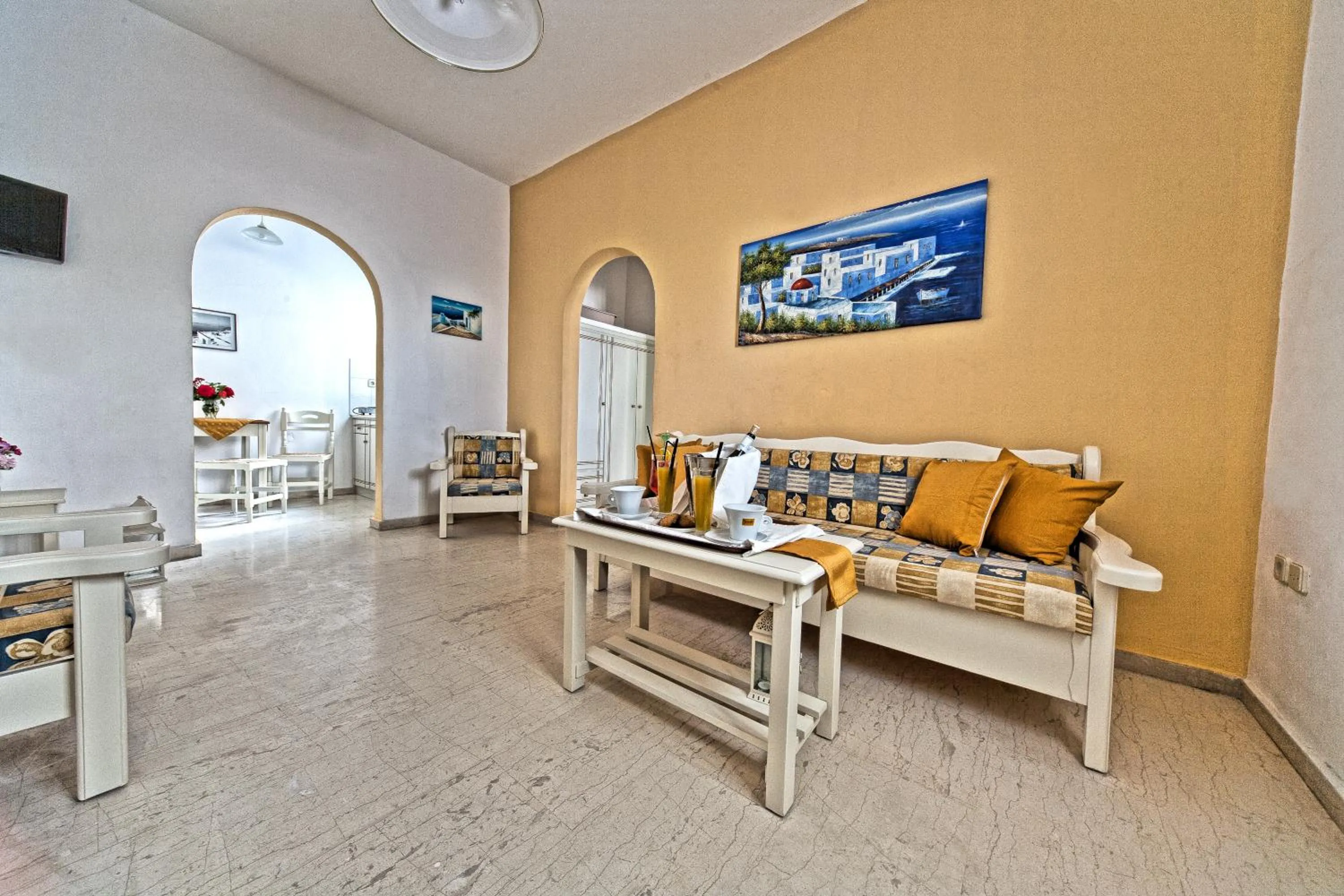 Seating area in Sellada Apartments