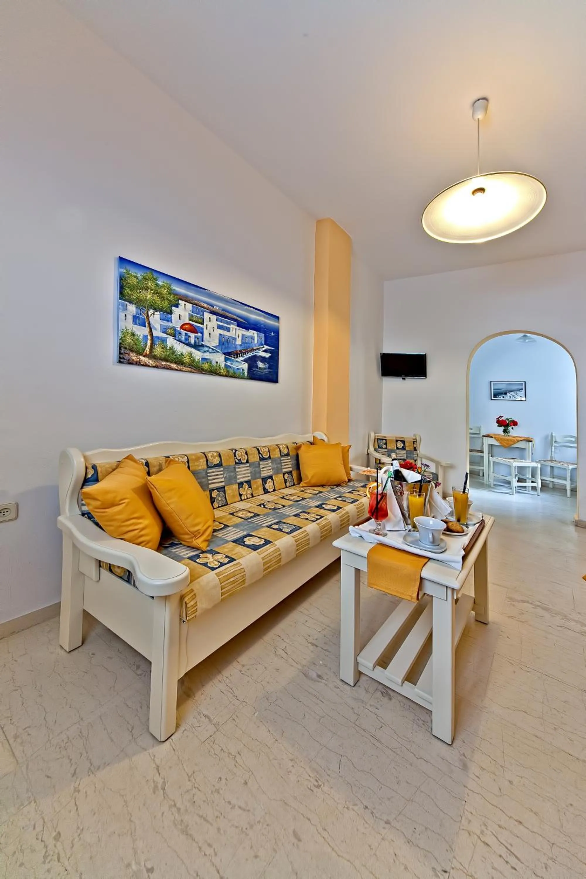 Seating area in Sellada Apartments