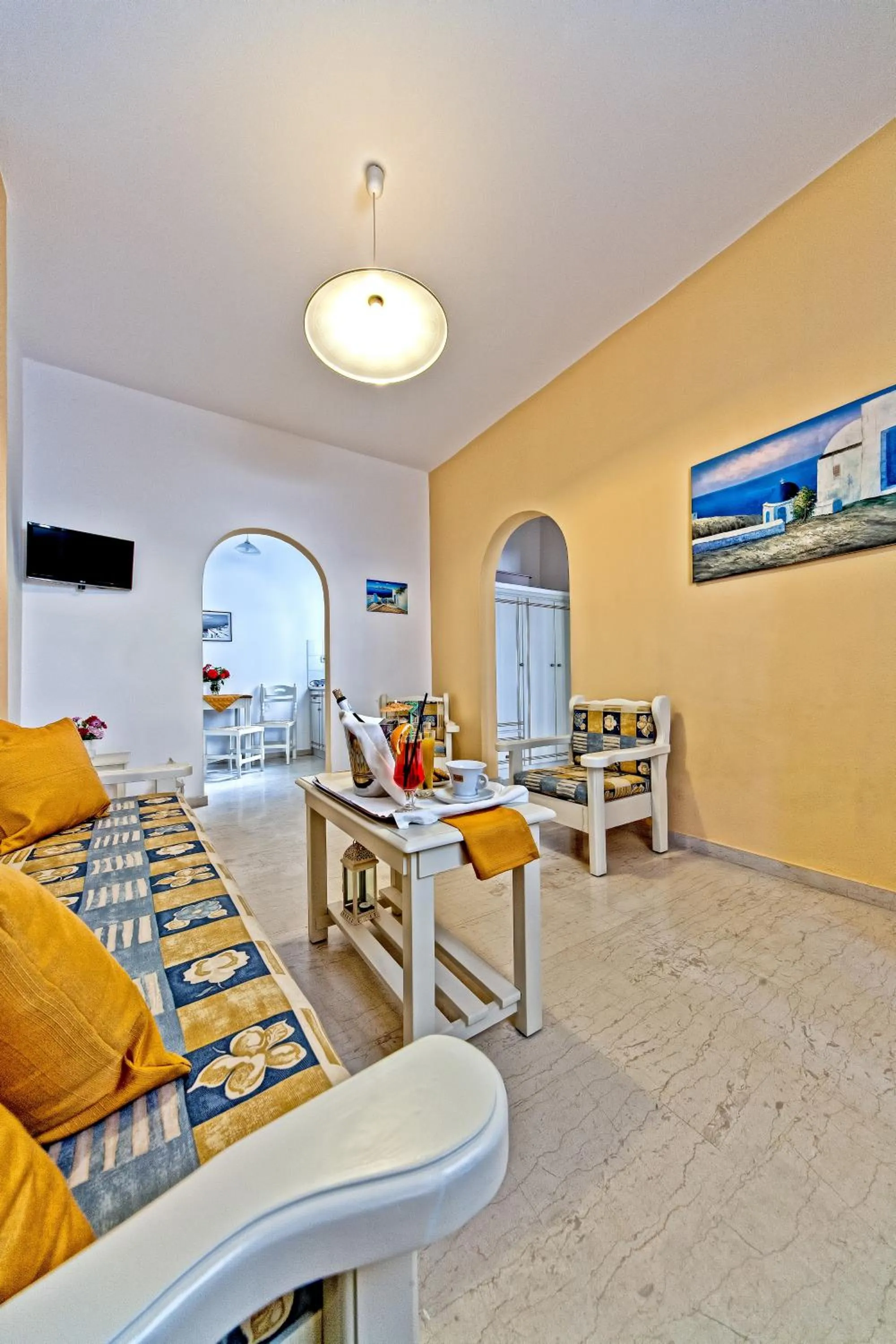 Seating area in Sellada Apartments