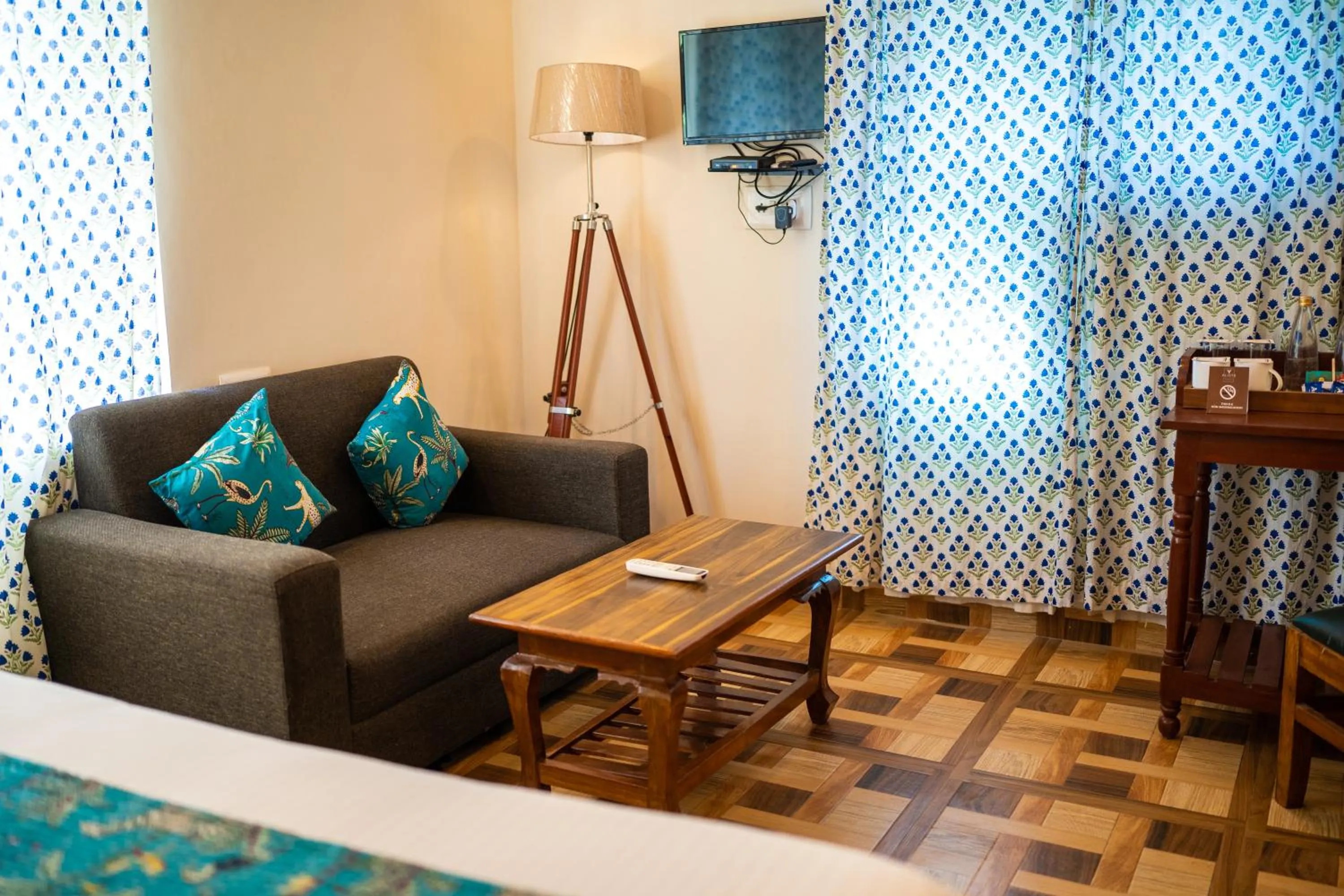 Seating area in Paridhi Niwas, Ranthambore- near Tiger Safari Zones 1-5