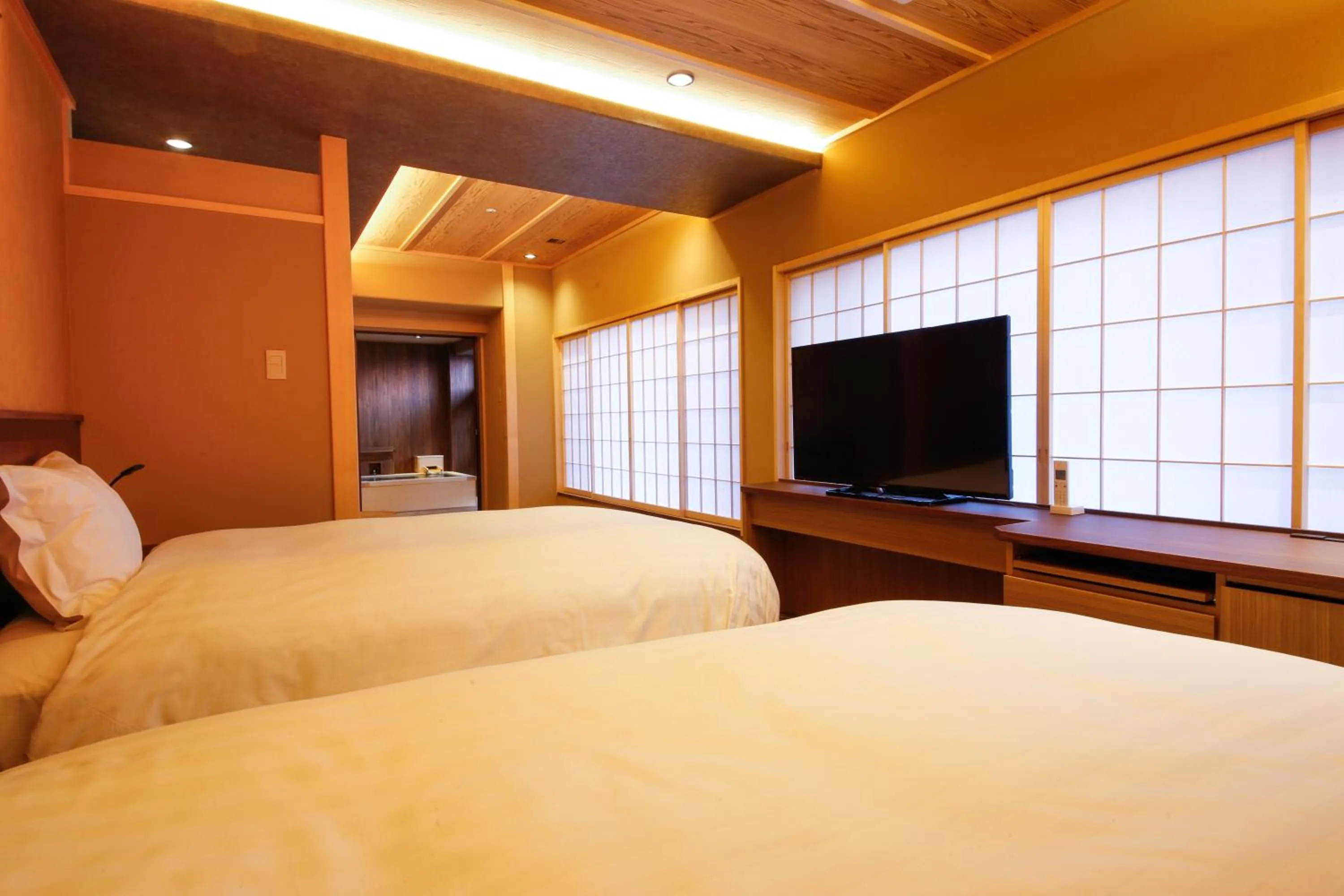 Bed in The Shiroyama Terrace Tsuyama Villa