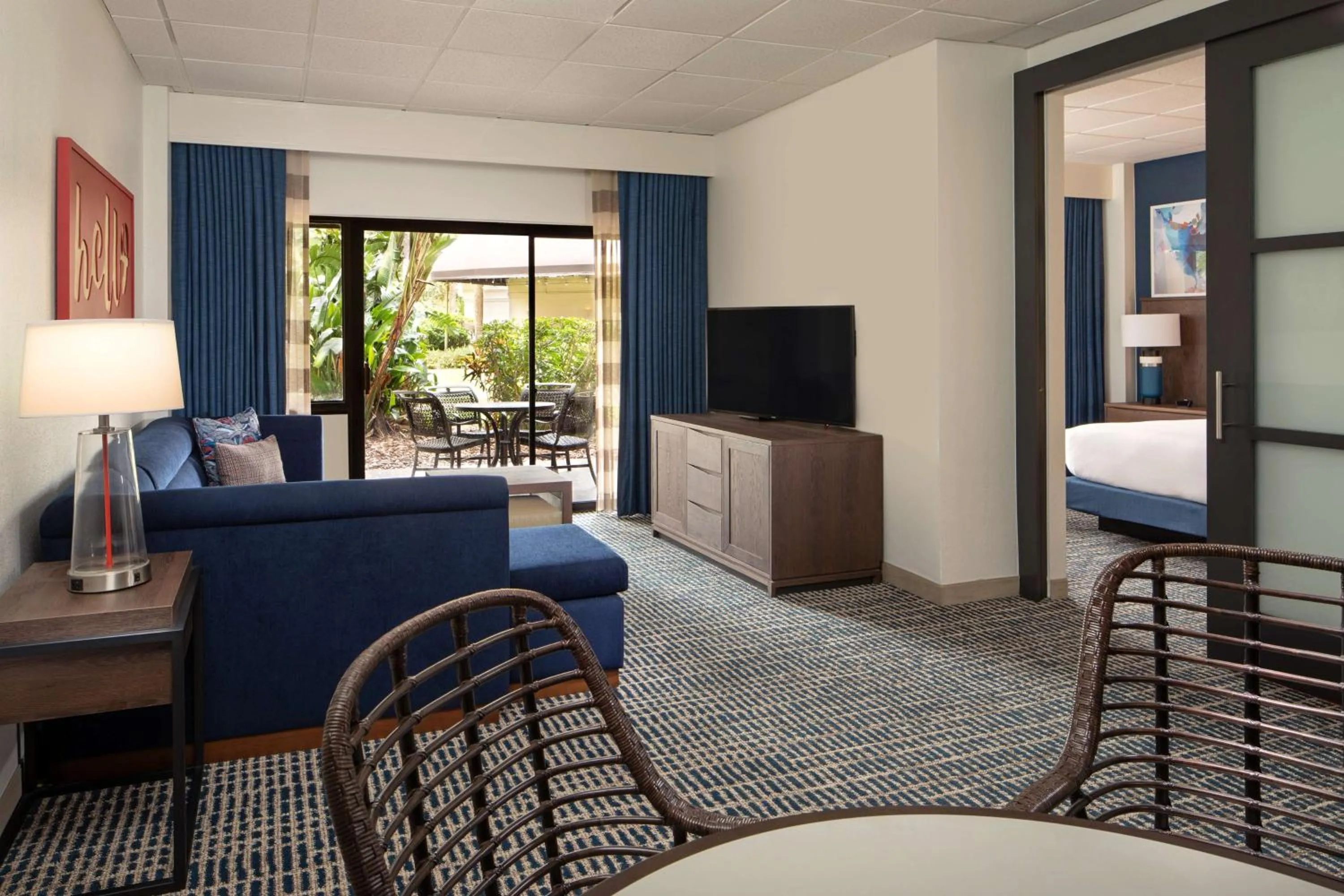 View (from property/room), Bed in DoubleTree Suites by Hilton Orlando at Disney Springs