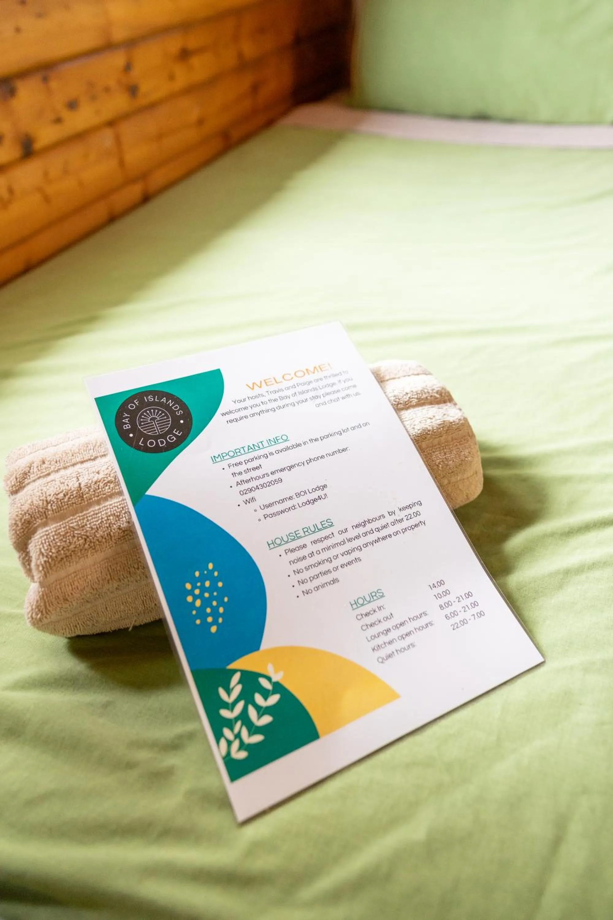 Decorative detail, Bed in Bay of Islands Lodge