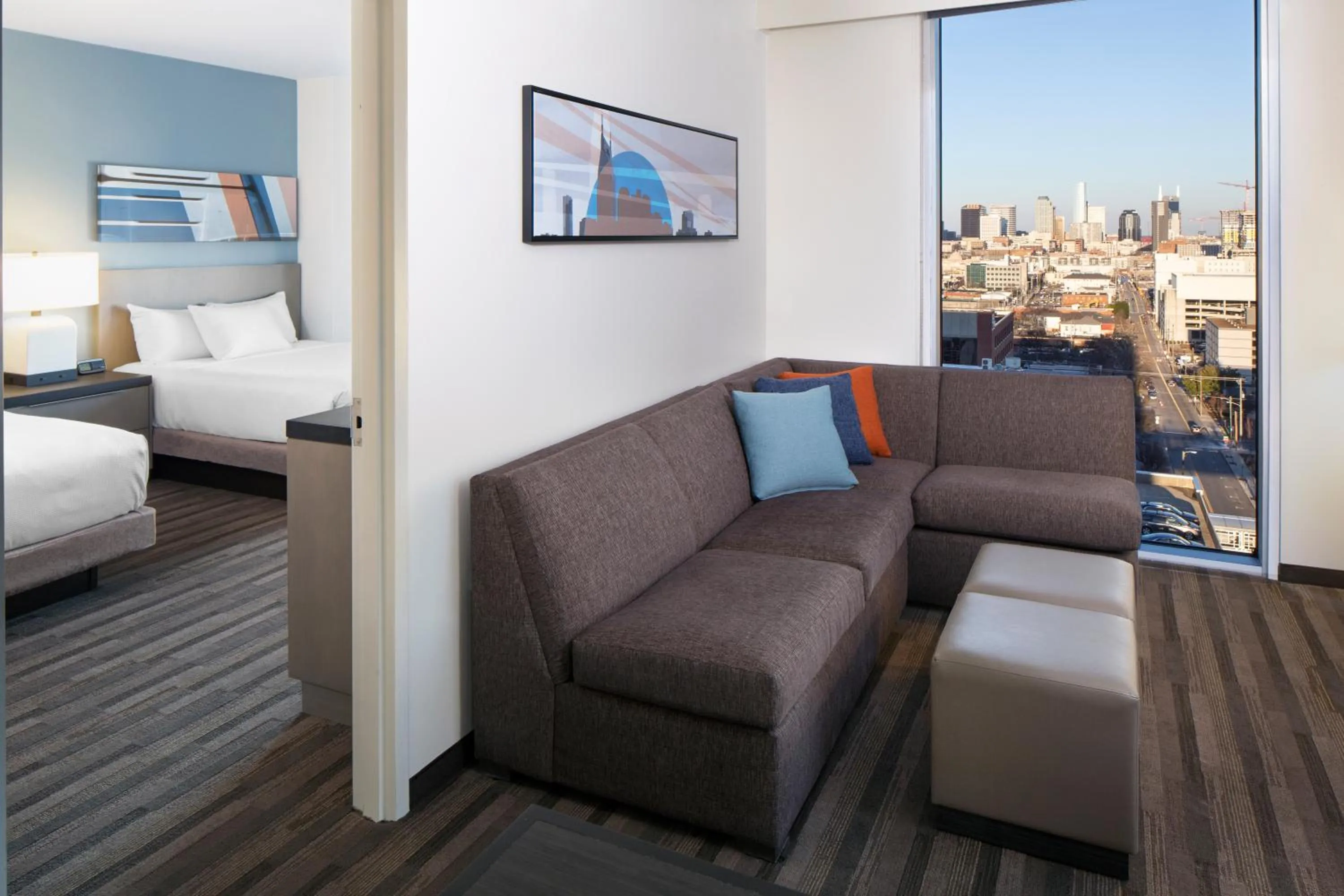 Bed in Hyatt House Nashville at Vanderbilt