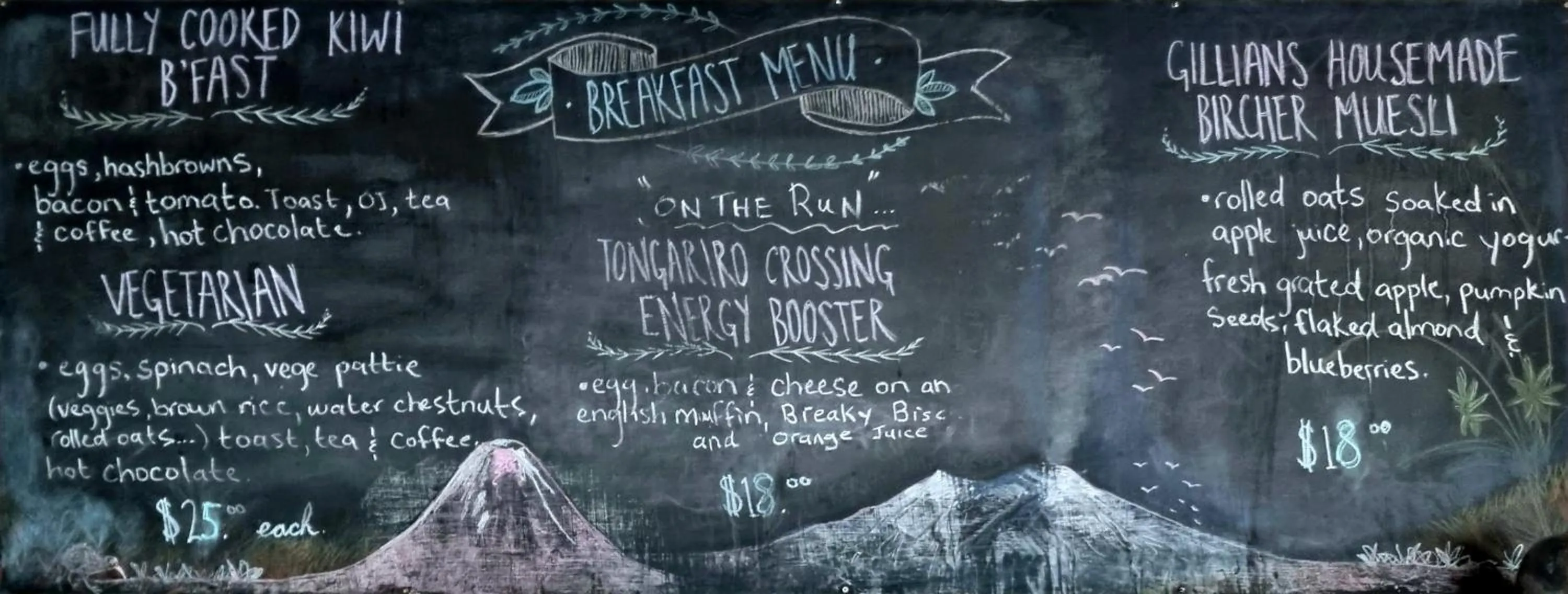 Meals in Adventure Lodge and Motels and Tongariro Crossing Track Transport