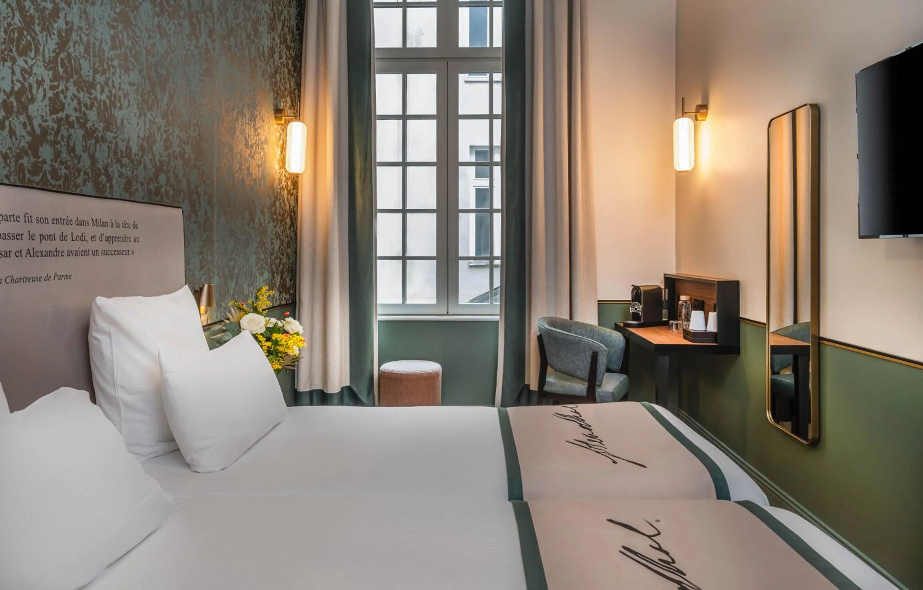 Bedroom, Bed in Hôtel Littéraire Stendhal et Spa