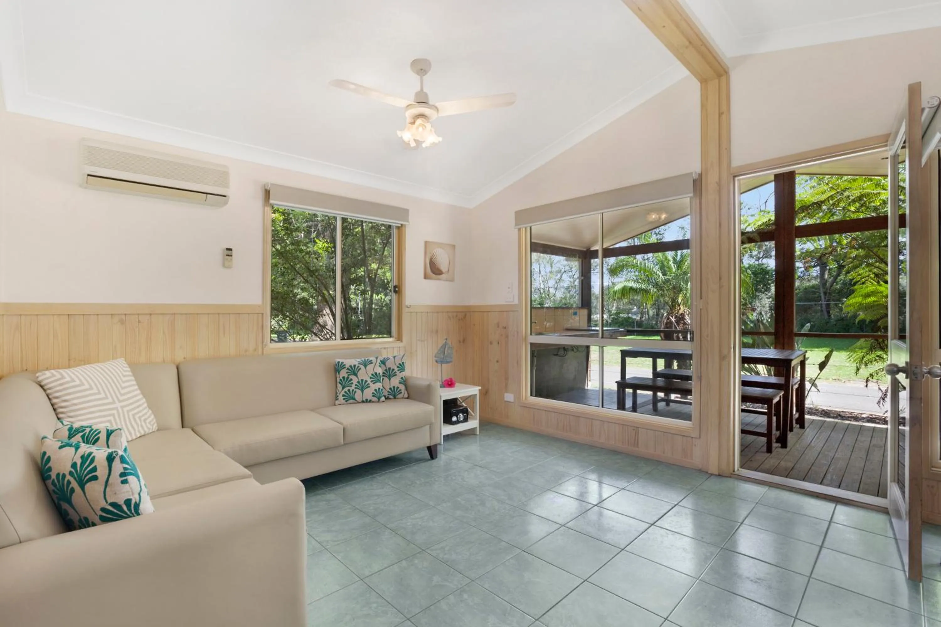Seating area in Seven Mile Beach Holiday Park