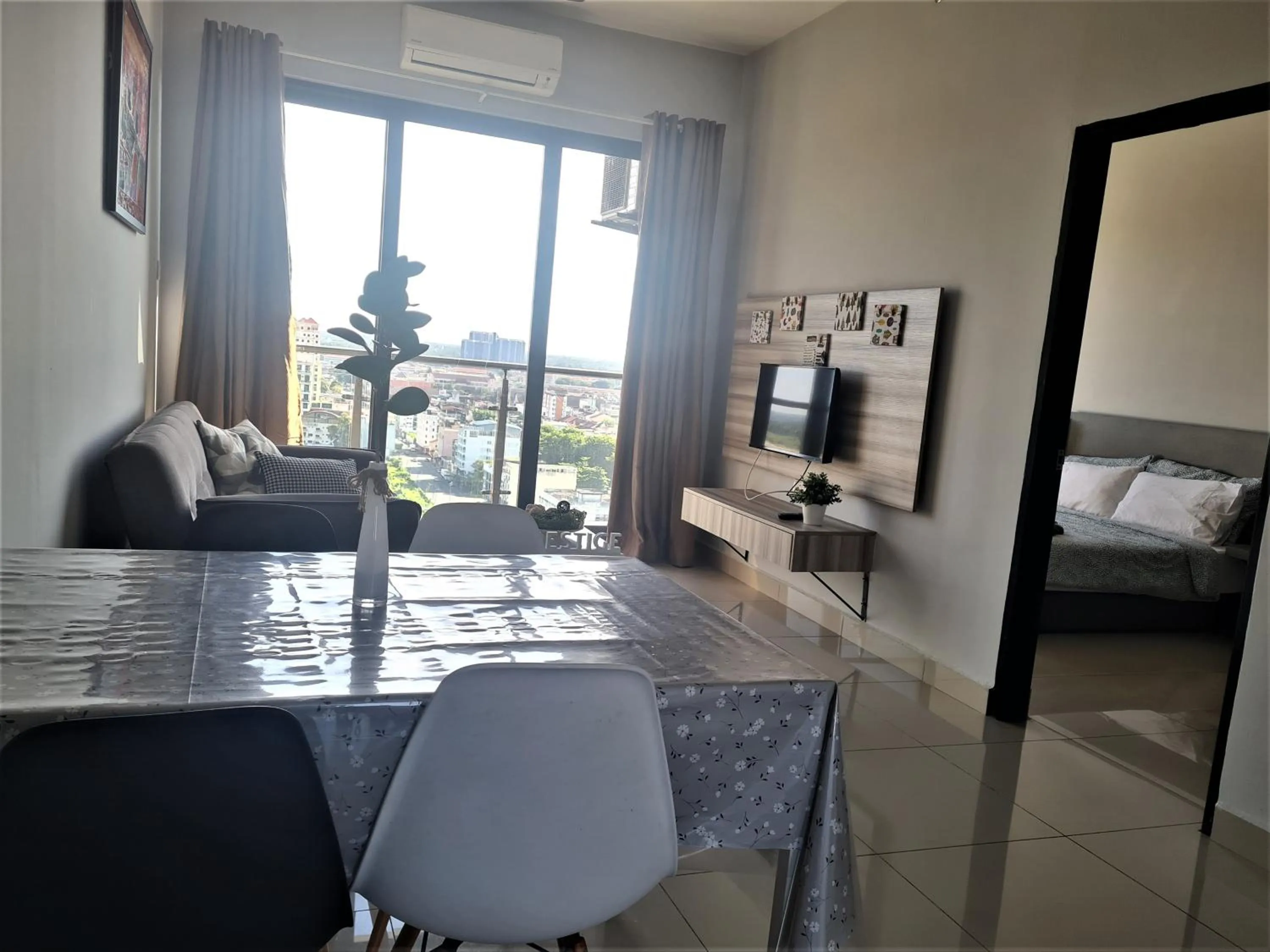 Living room, Bed in Prestige Sky Riverfront