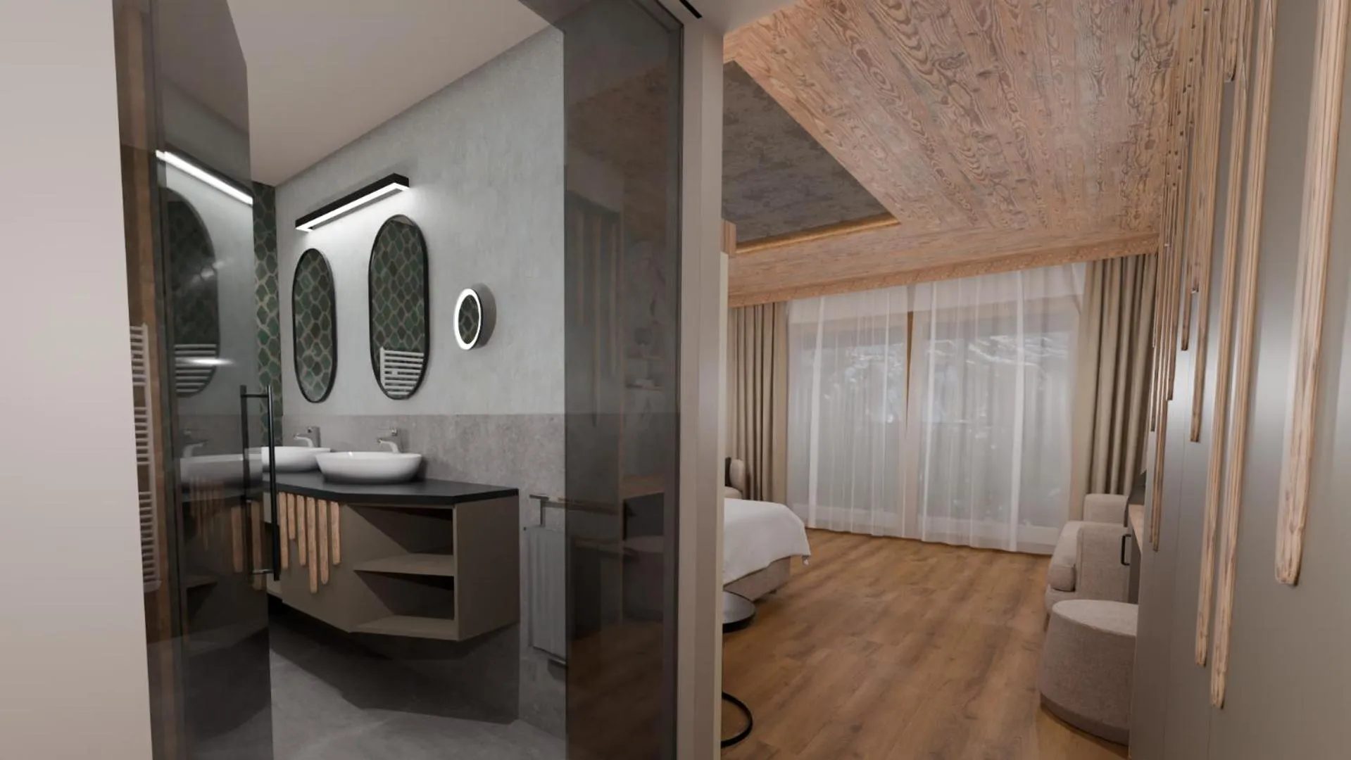 Bathroom, Bed in Hotel B&B Feldmessner