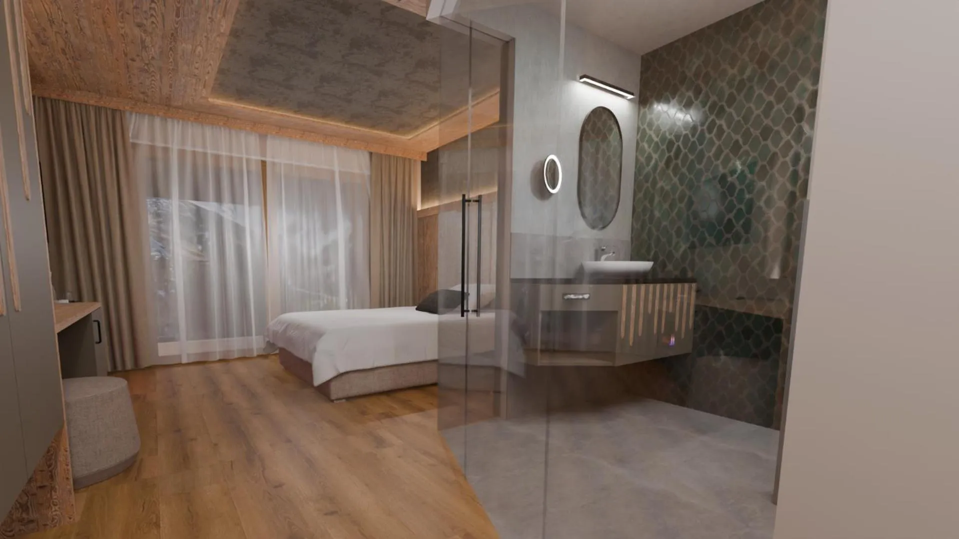 Bathroom, Bed in Hotel B&B Feldmessner