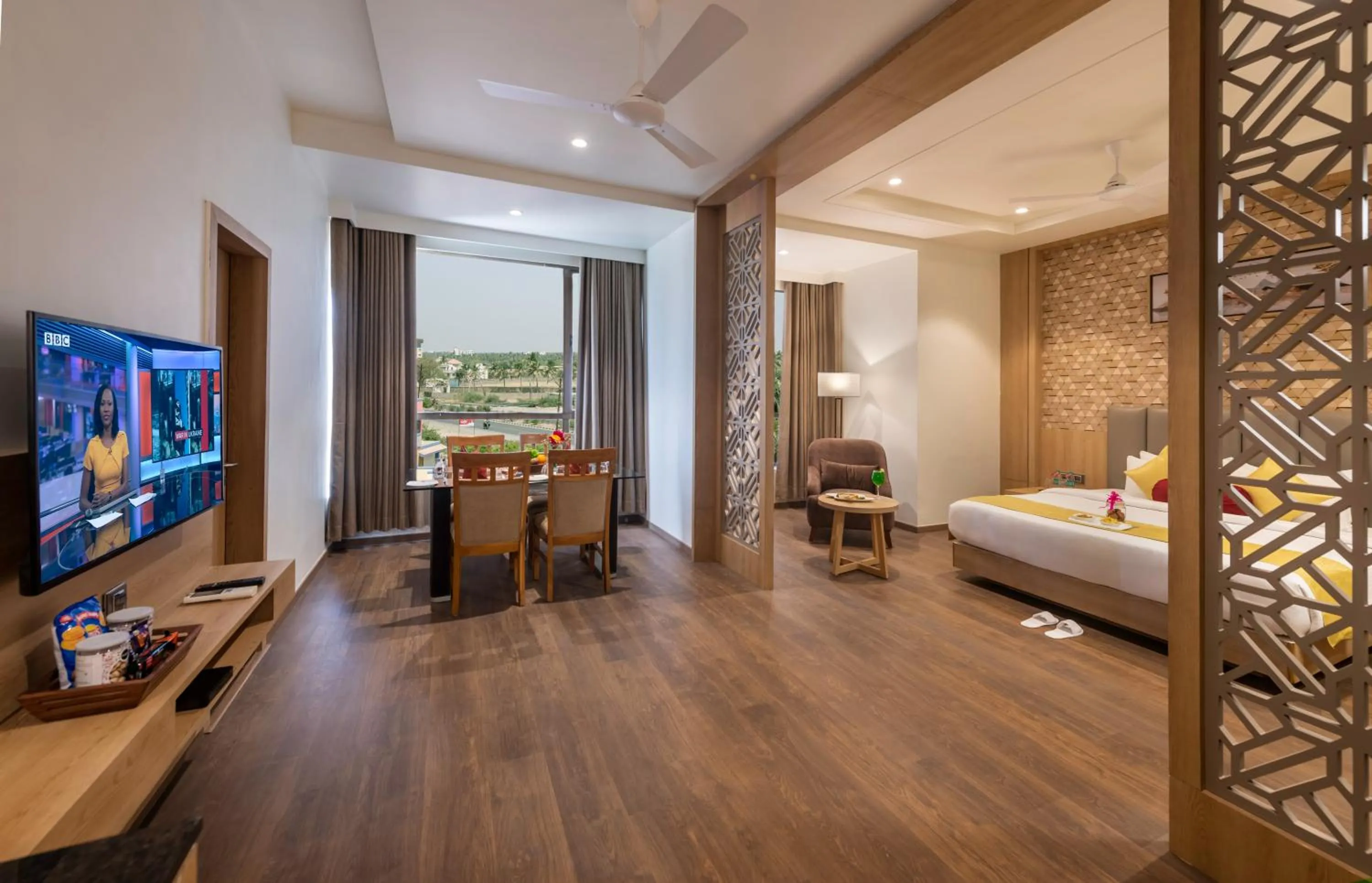 Photo of the whole room, Bed in Lords Inn Somnath