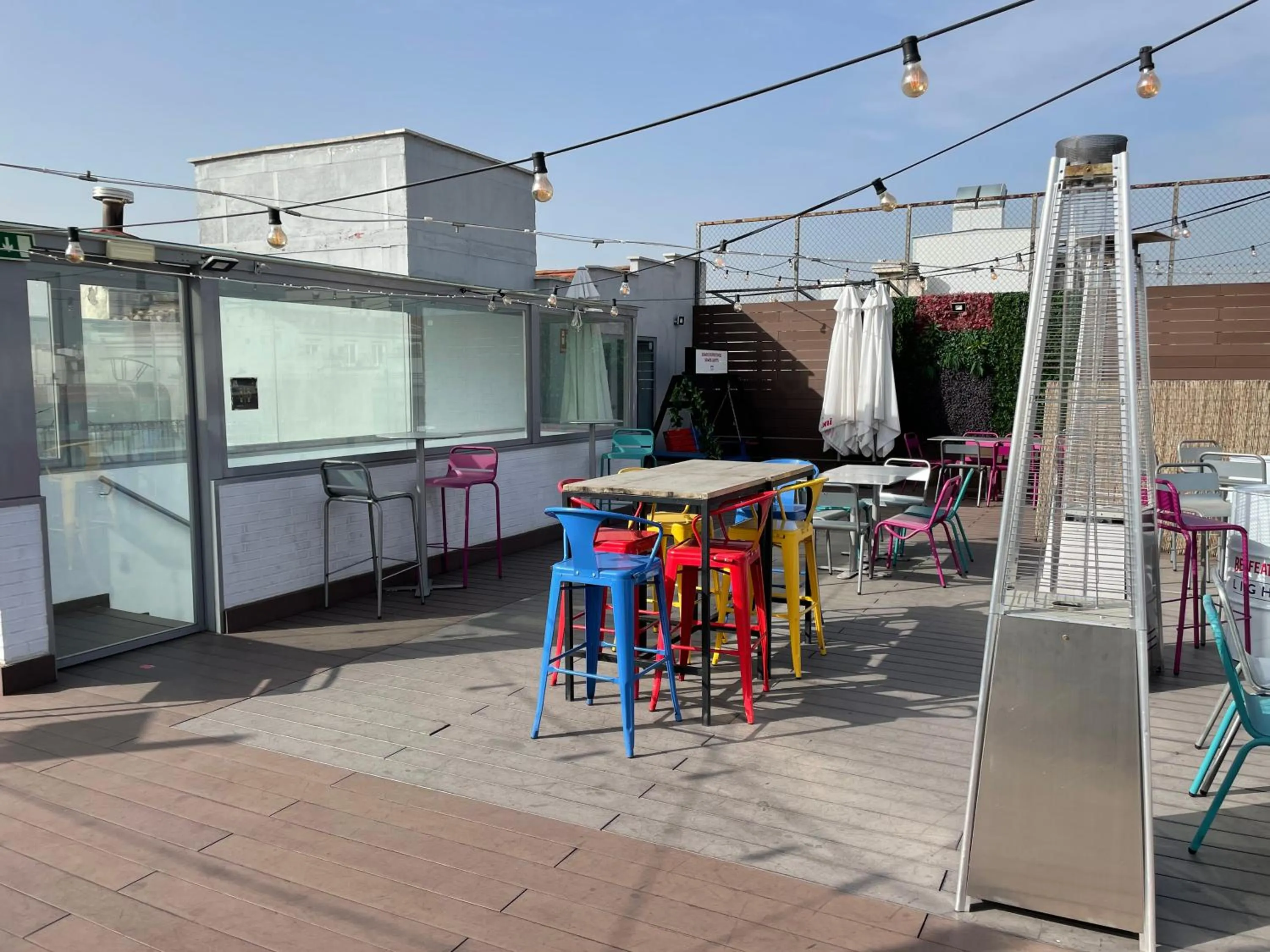 Seating area in Safestay Madrid Central