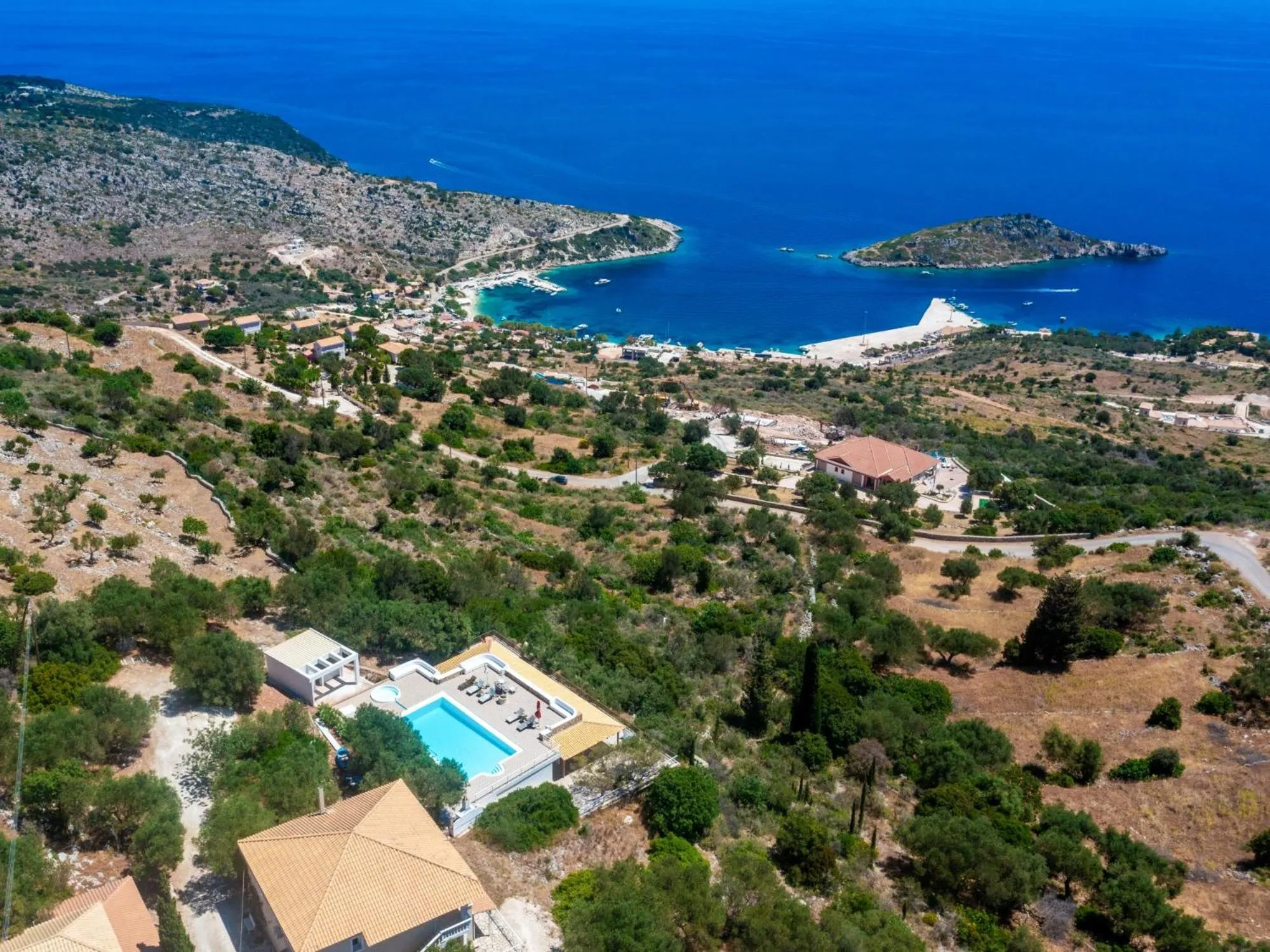 Bird's eye view in Armyra Villas - Apartments with Sea Views & Shared Pool