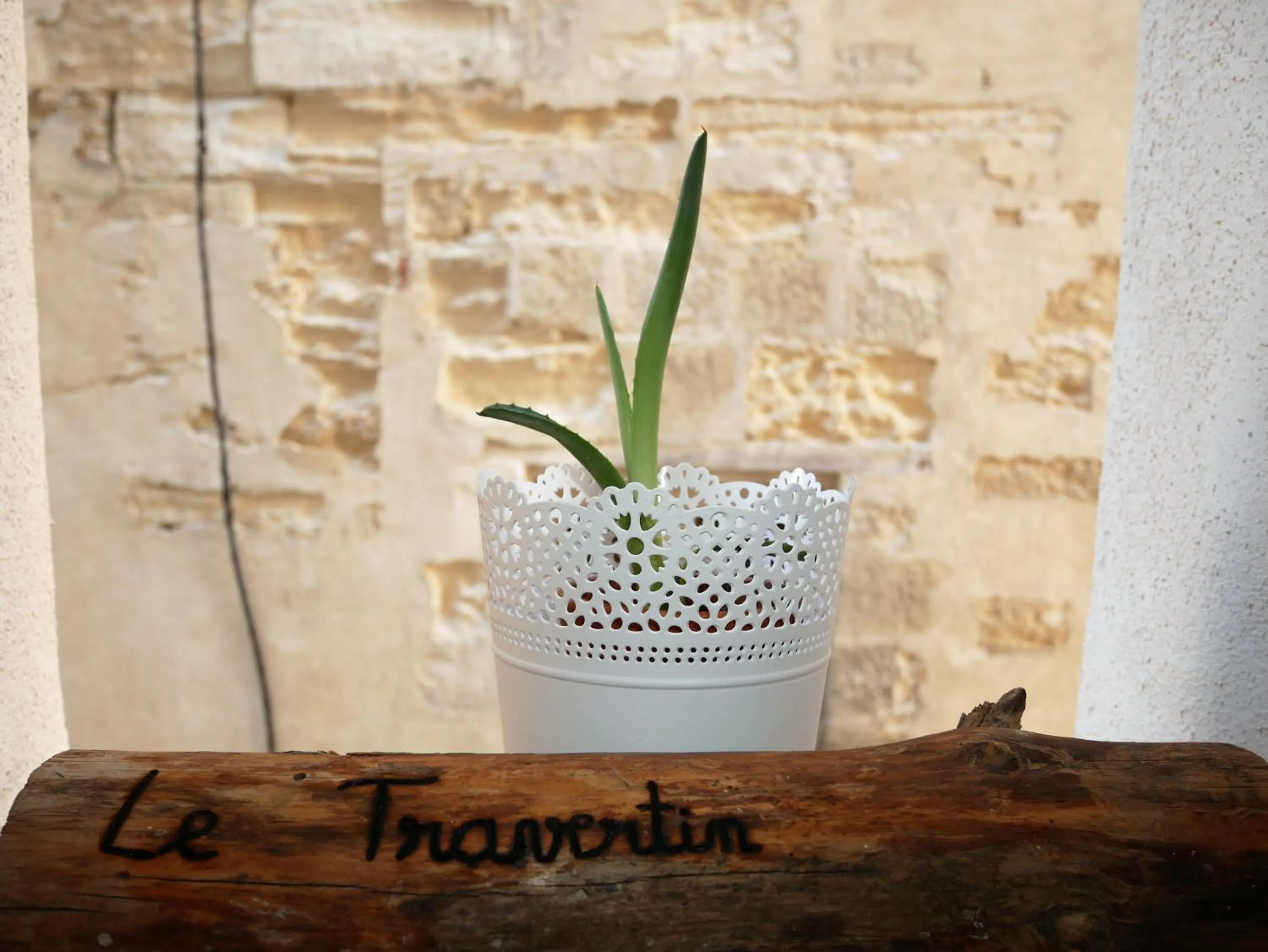 Decorative detail in le Travertin