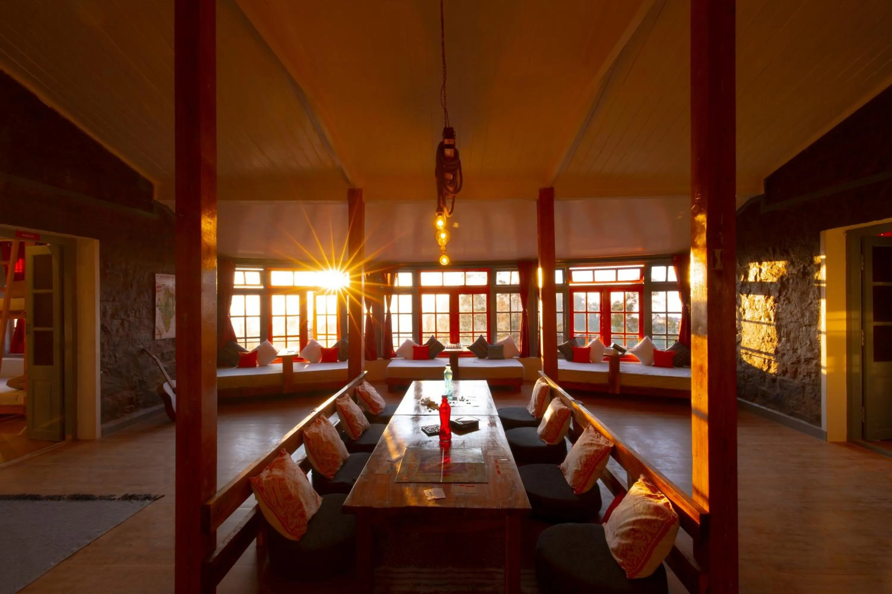 Seating area in Zostel Kodaikanal