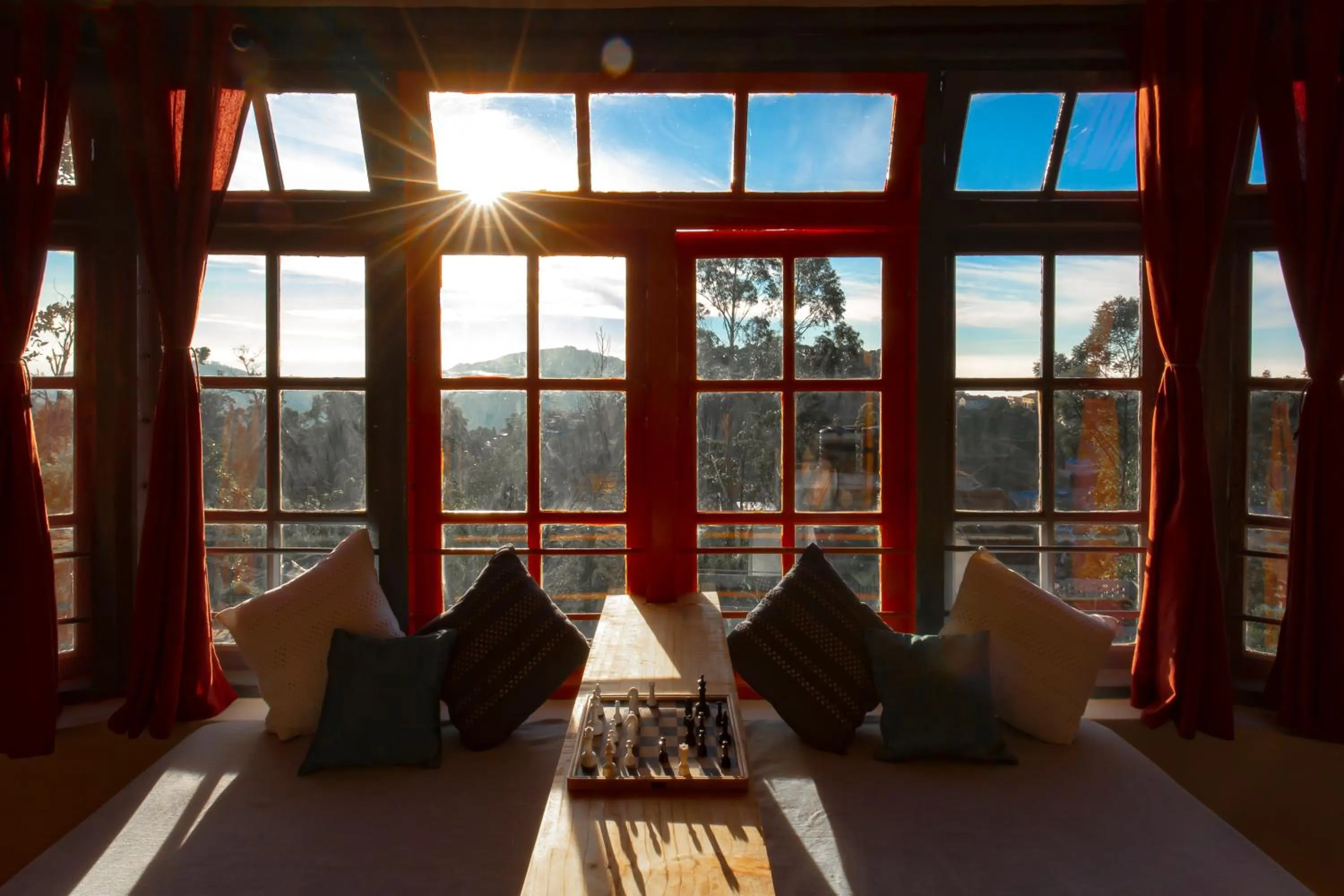 Seating area in Zostel Kodaikanal