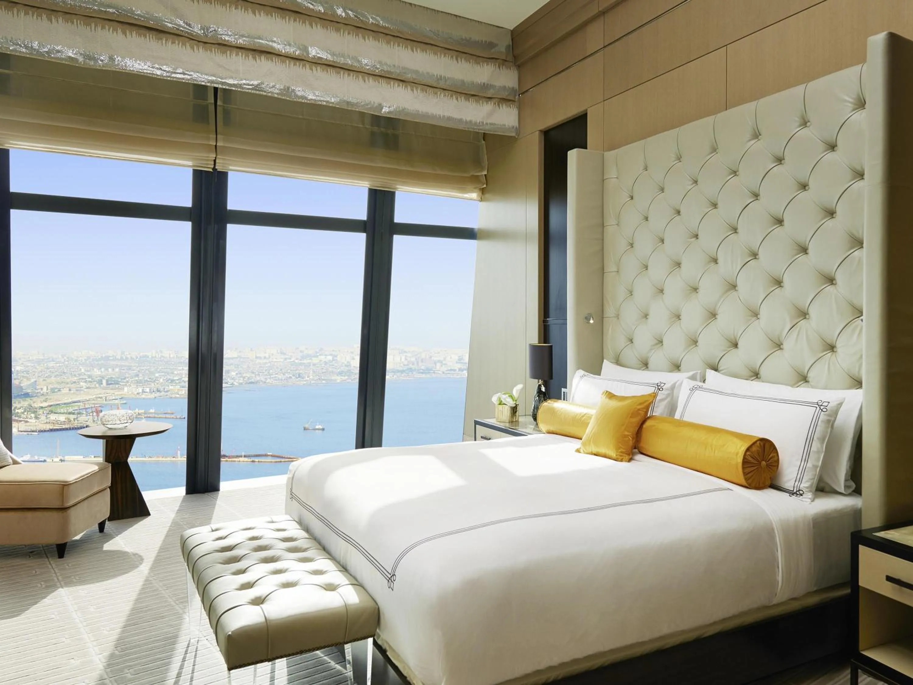 Bedroom, Bed in Fairmont Baku, Flame Towers