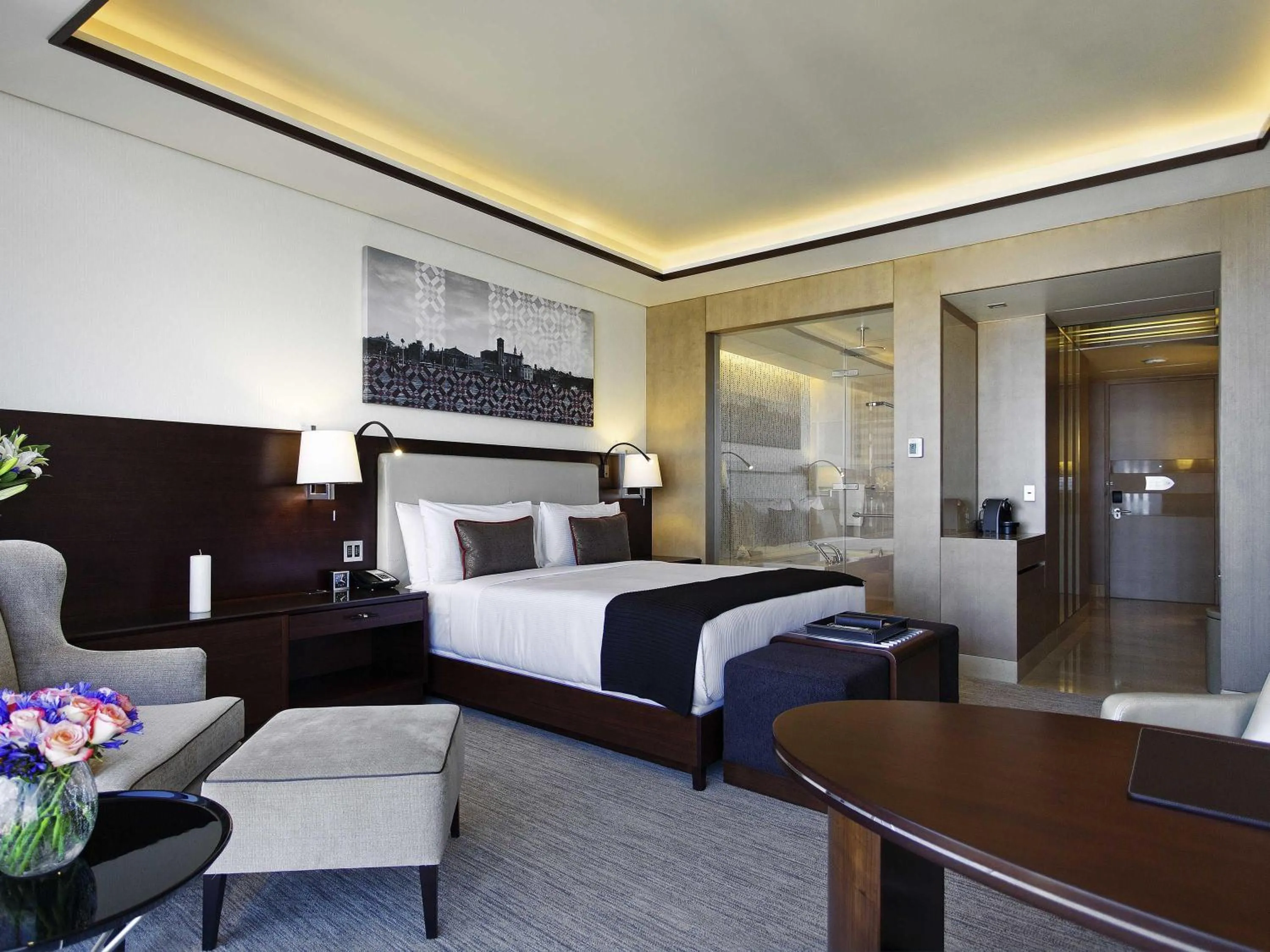 Bedroom, Bed in Fairmont Baku, Flame Towers