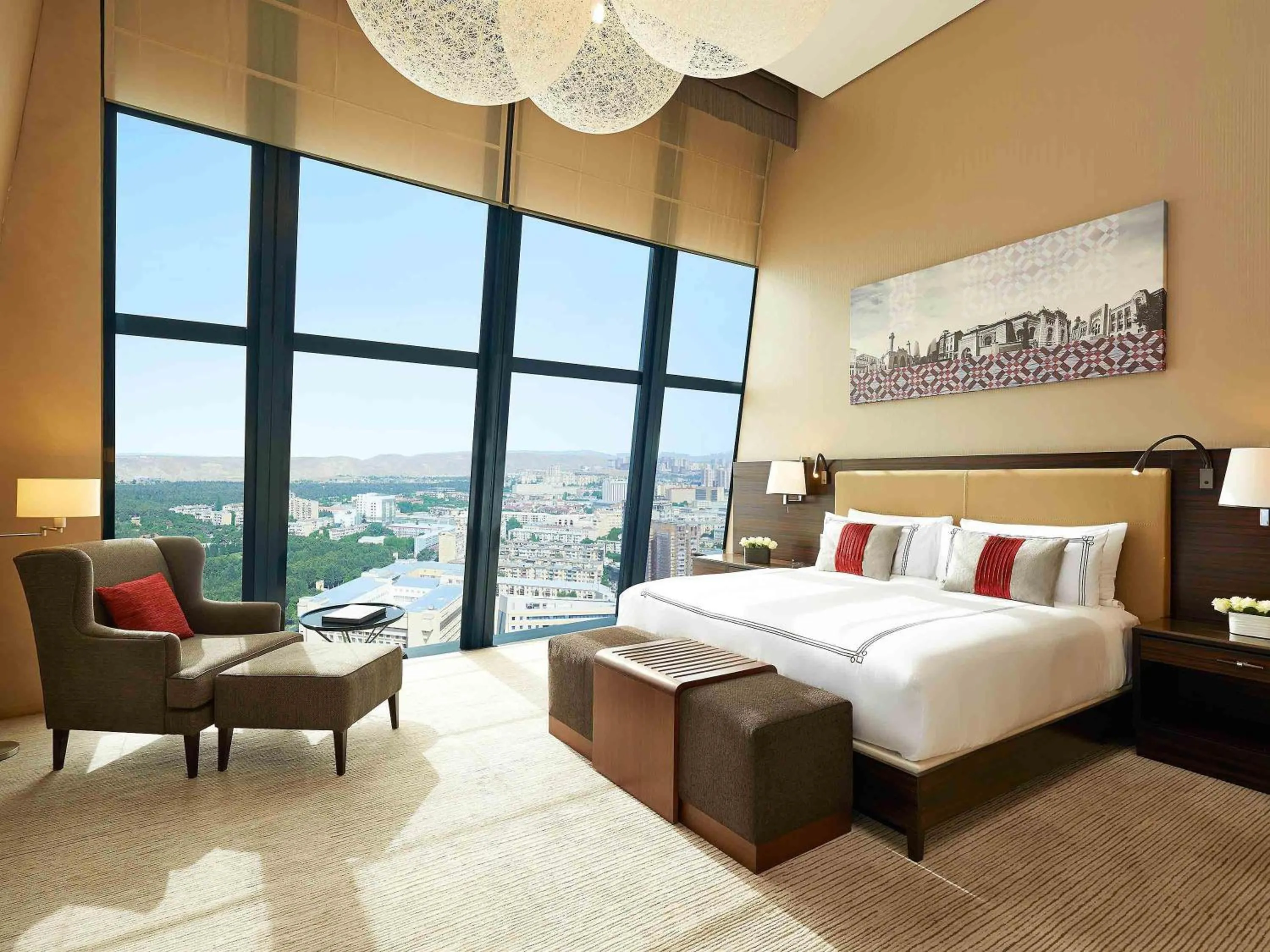 Bedroom, Bed in Fairmont Baku, Flame Towers