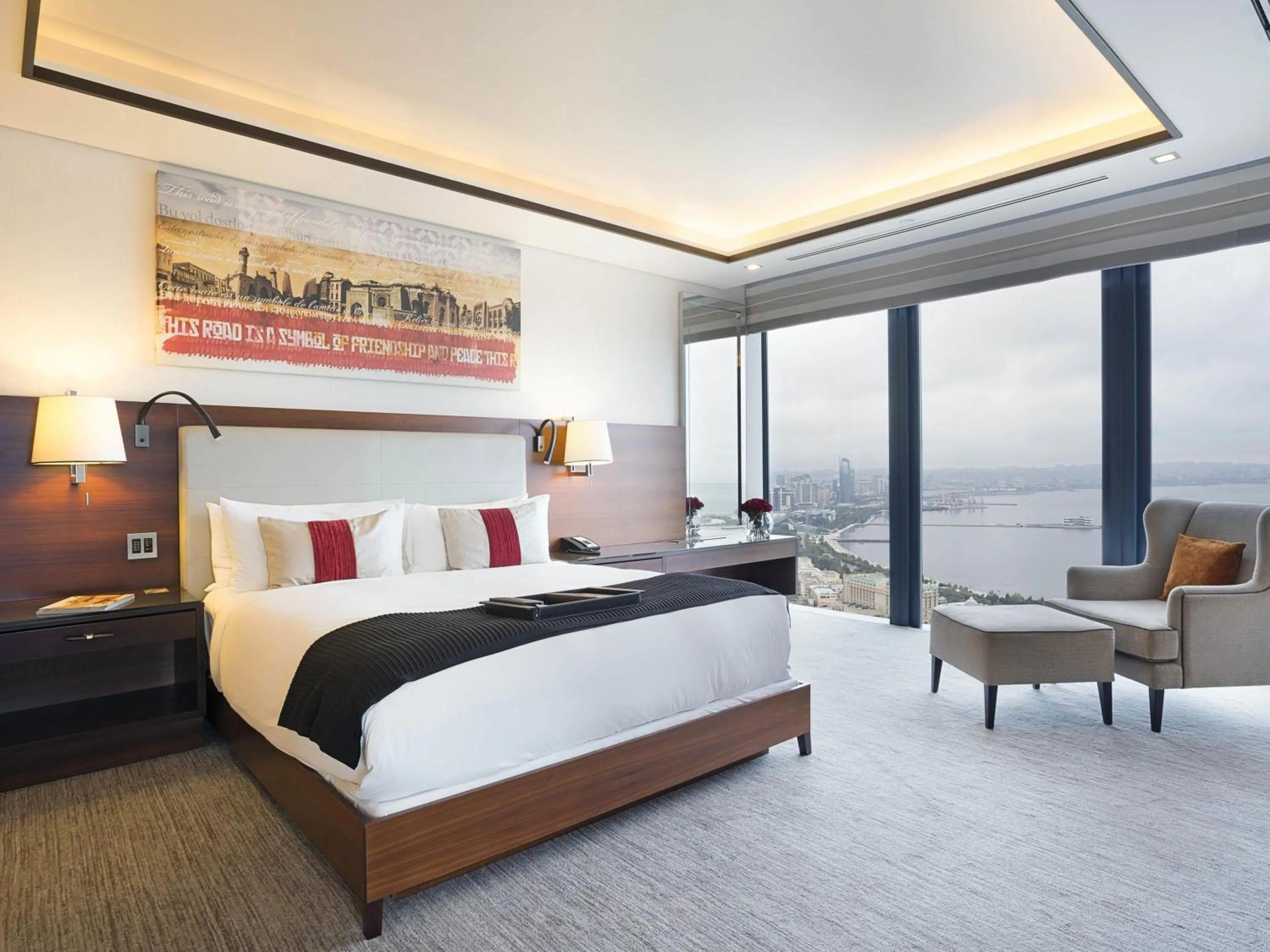 Bedroom, Bed in Fairmont Baku, Flame Towers