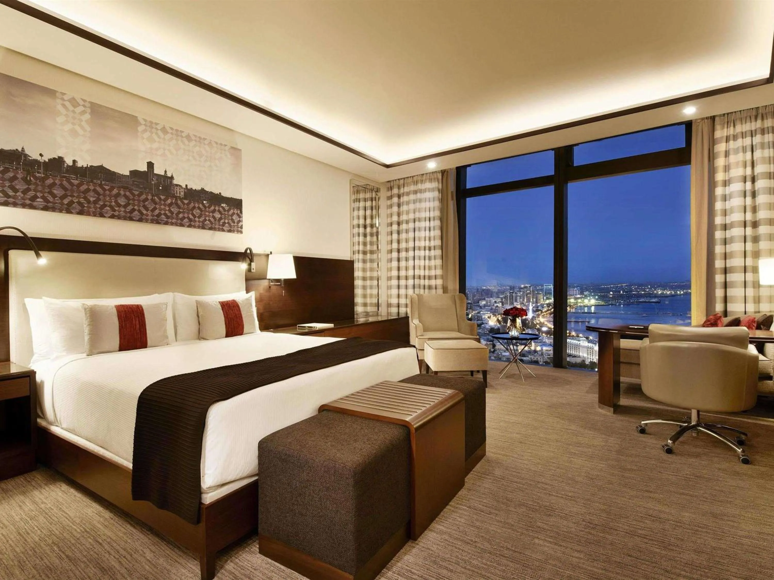 Bedroom, Bed in Fairmont Baku, Flame Towers
