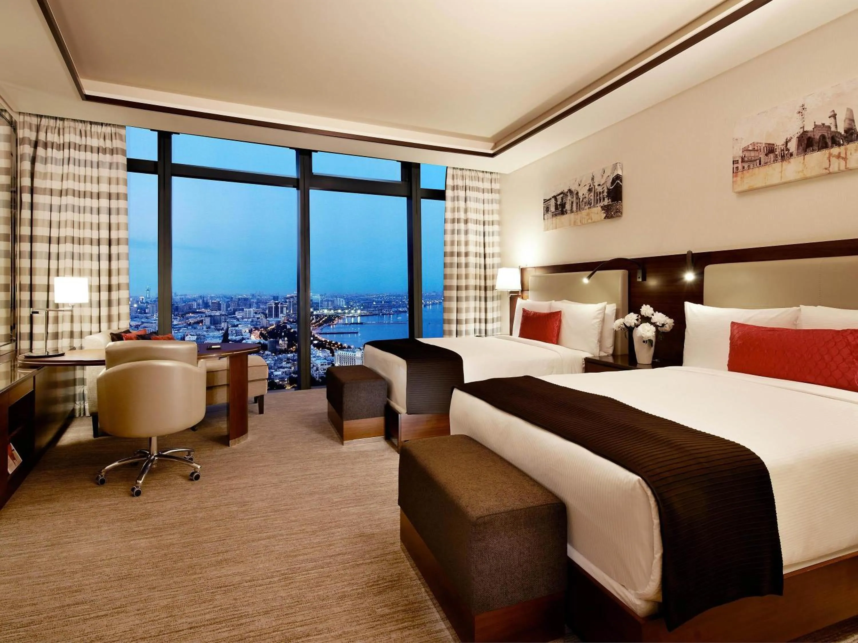 Bedroom, Bed in Fairmont Baku, Flame Towers