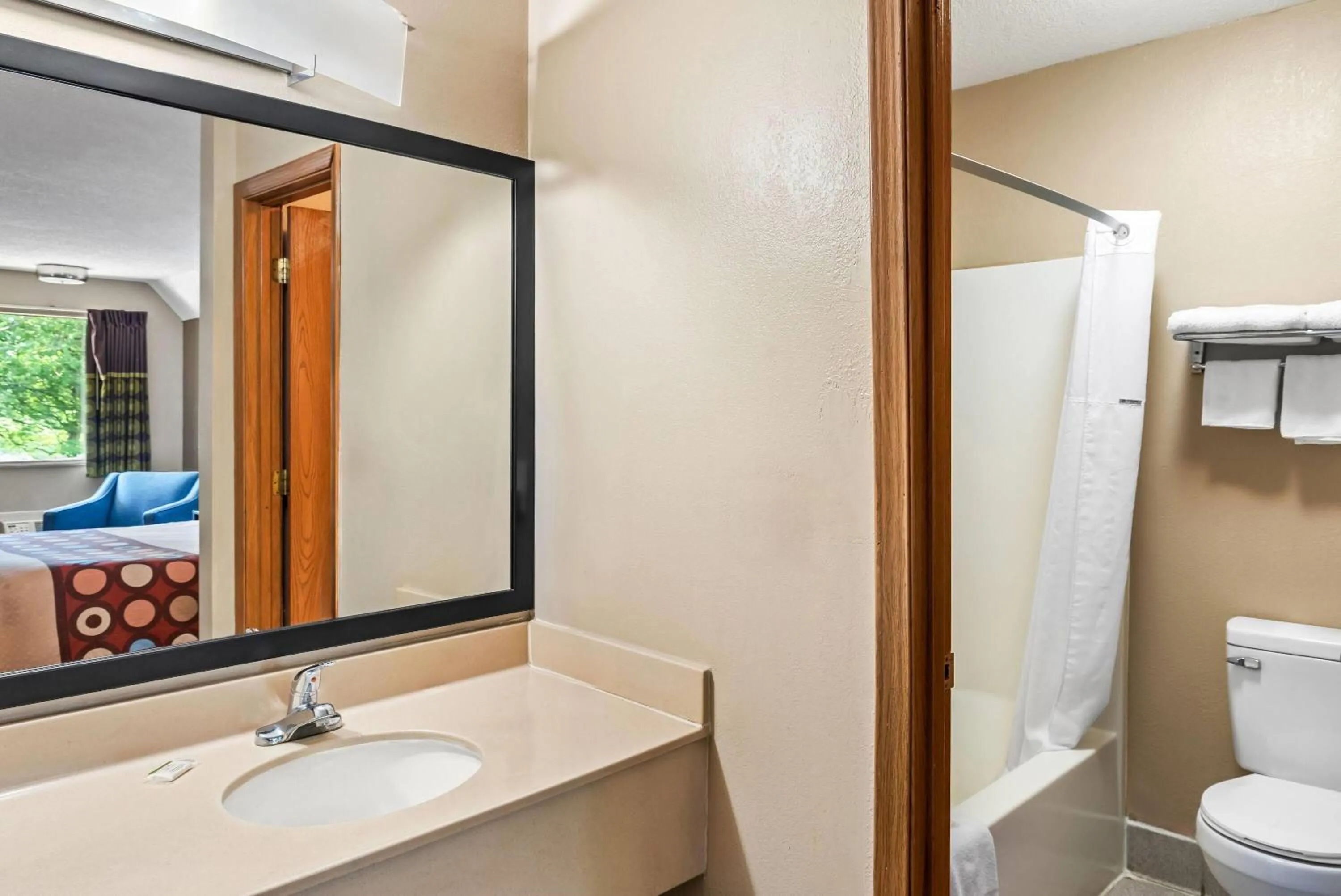 Bathroom in Super 8 by Wyndham Brownsburg