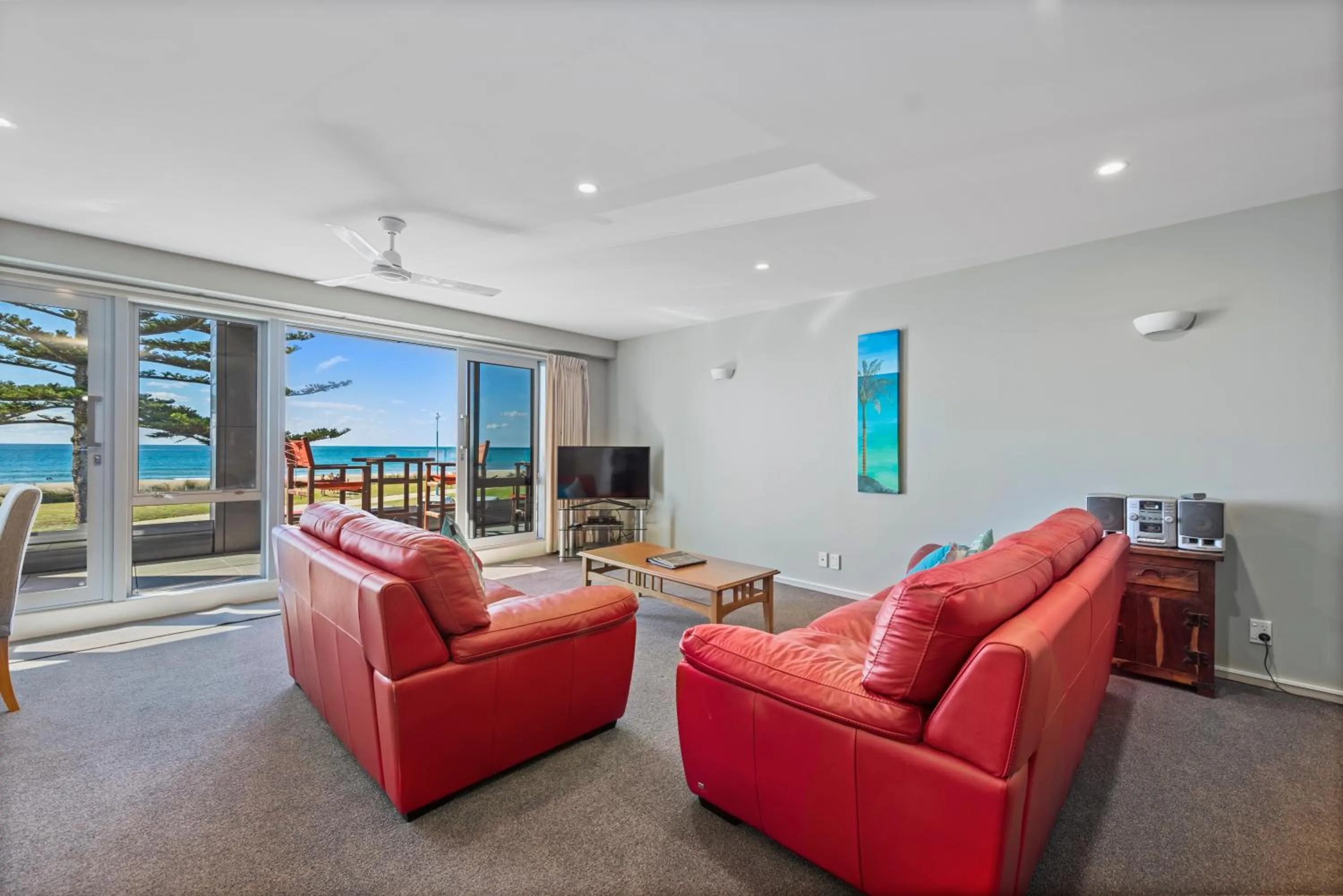 Living room in Pavilion Beachfront Apartments