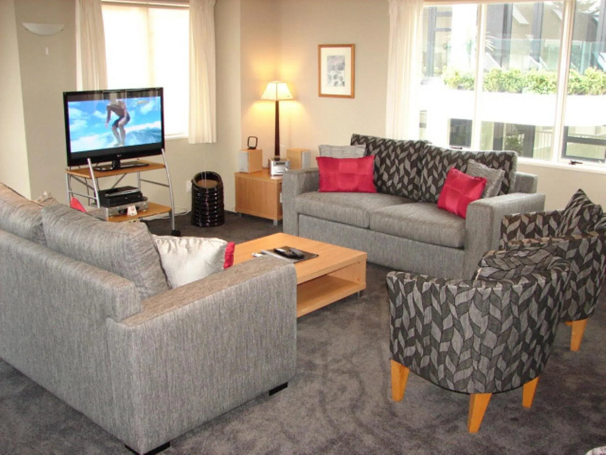 Living room in Pavilion Beachfront Apartments