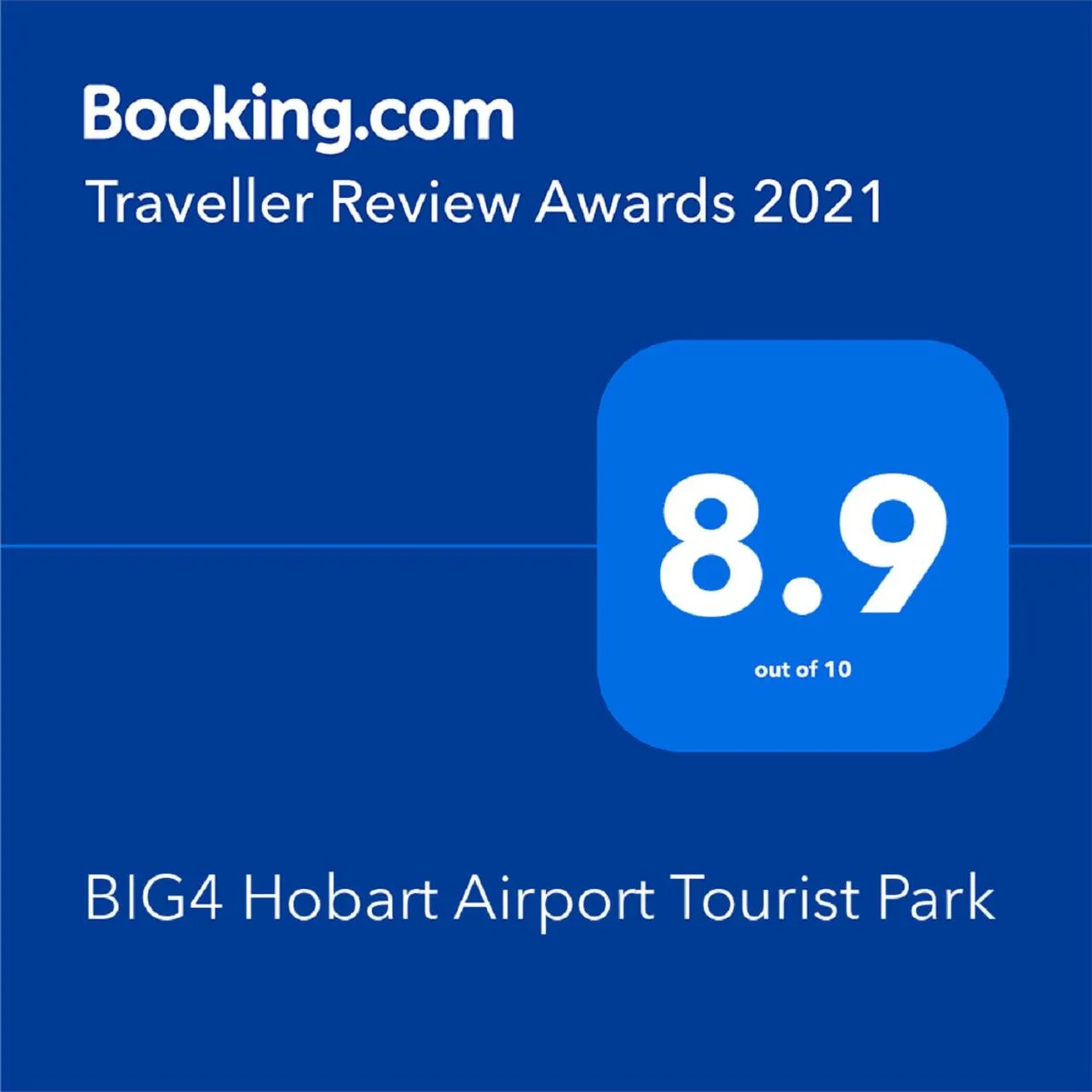 Certificate/Award in BIG4 Hobart Airport Tourist Park
