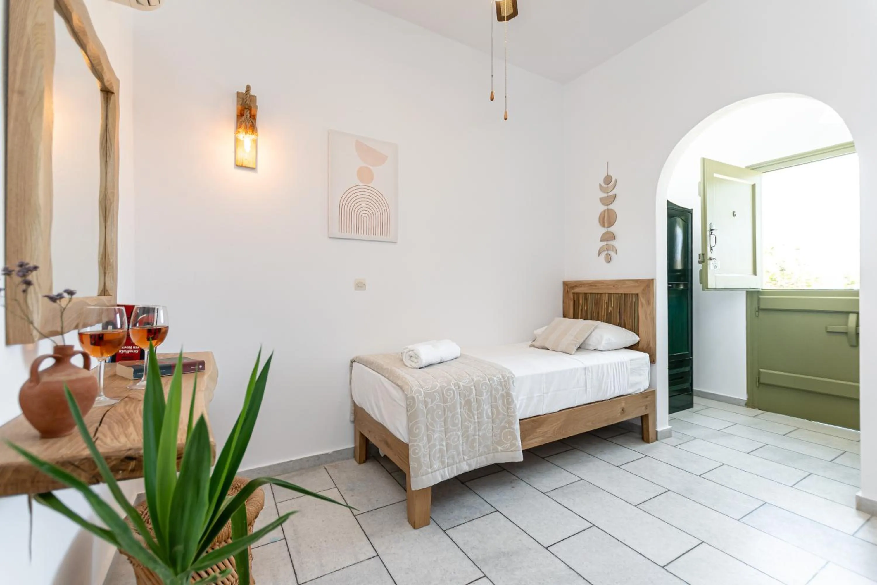 Bedroom, Bed in Studios Vrettos Beachfront Hotel