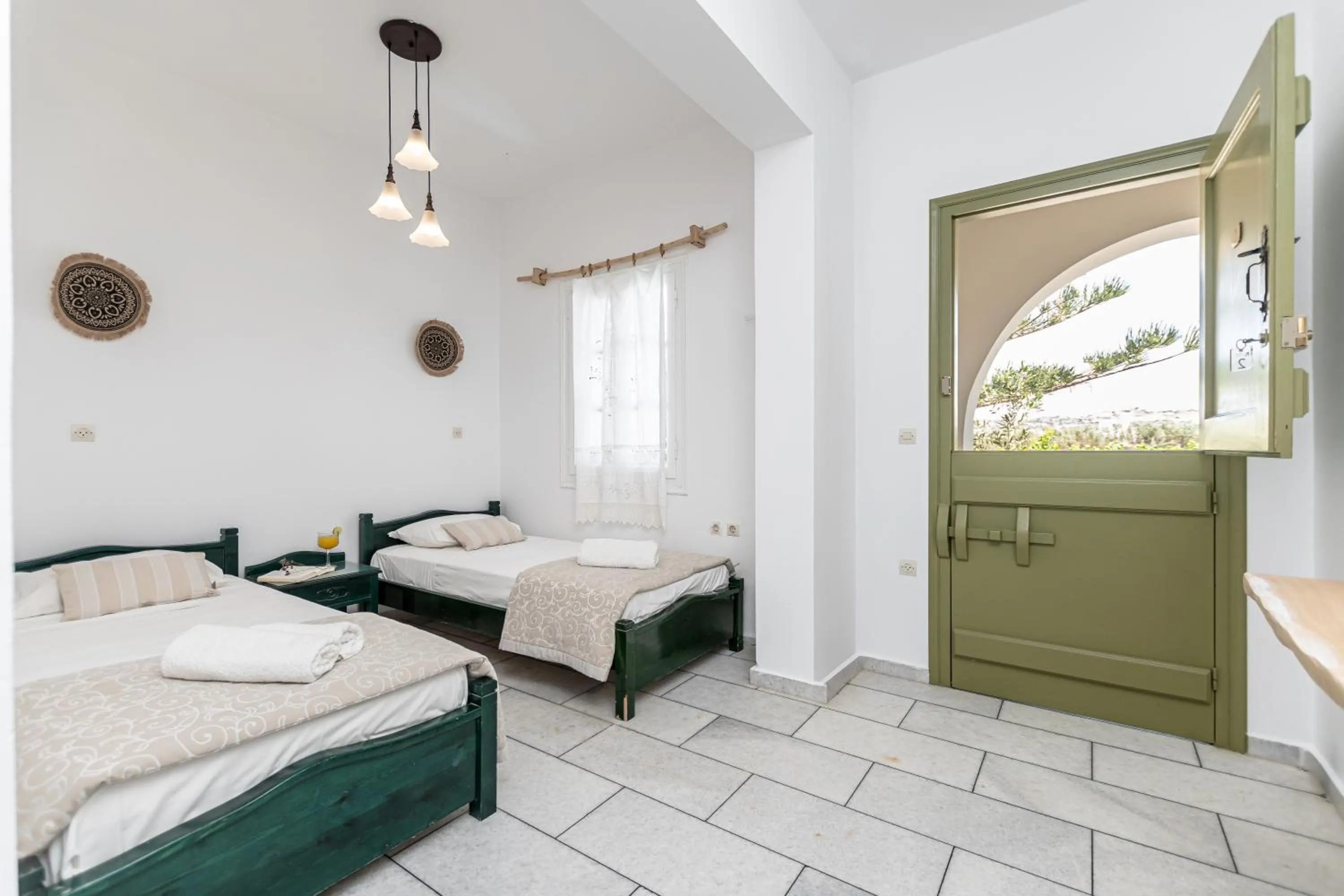 Bedroom, Bed in Studios Vrettos Beachfront Hotel