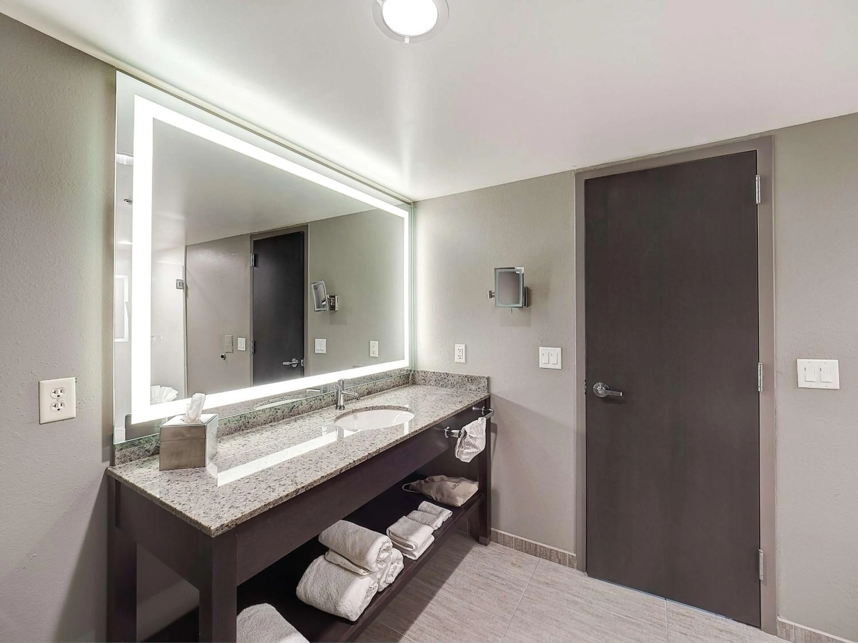 Bathroom, Bed in DoubleTree by Hilton Bloomington