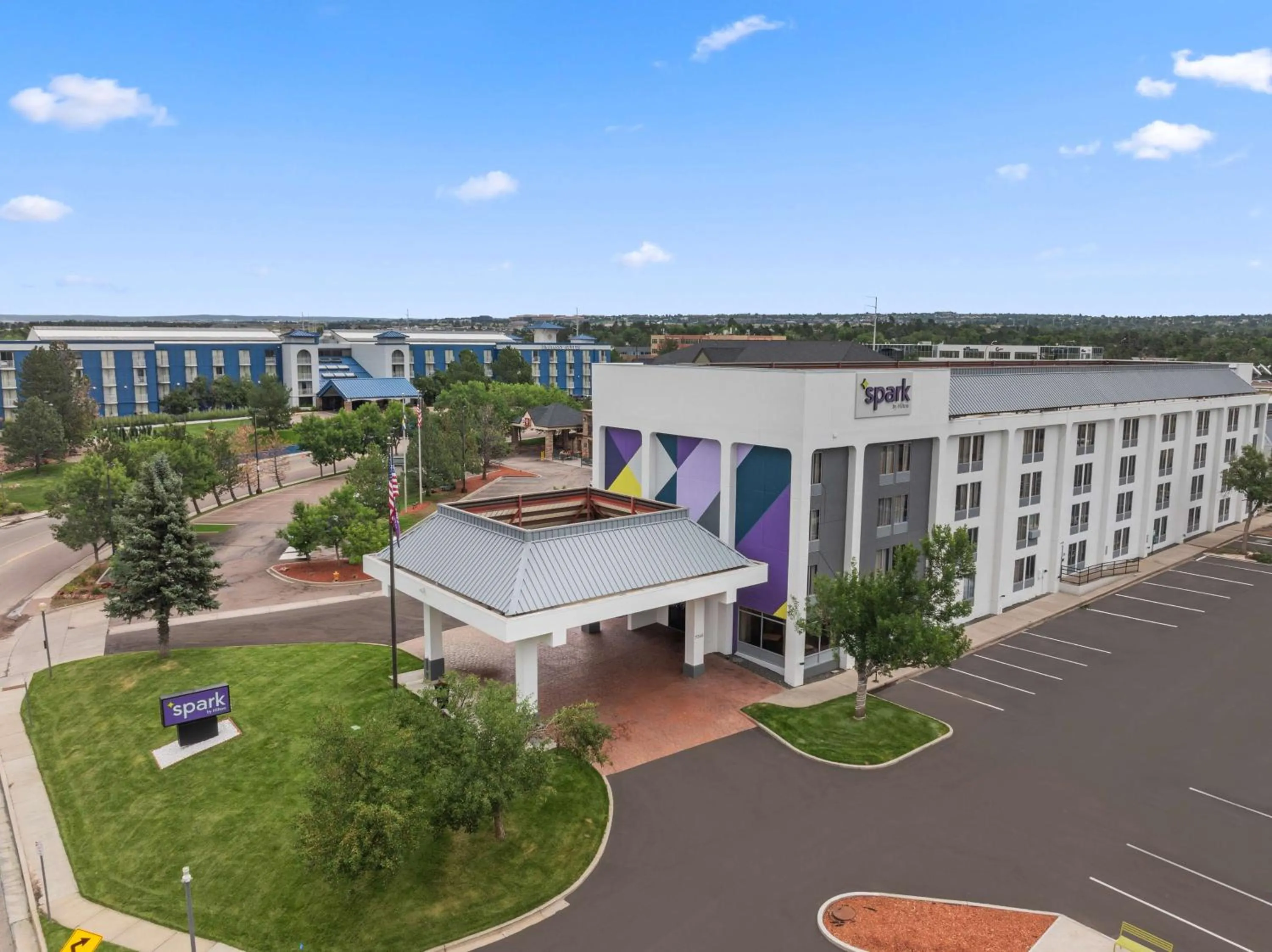 Property building in Spark by Hilton Colorado Springs I 25 Central