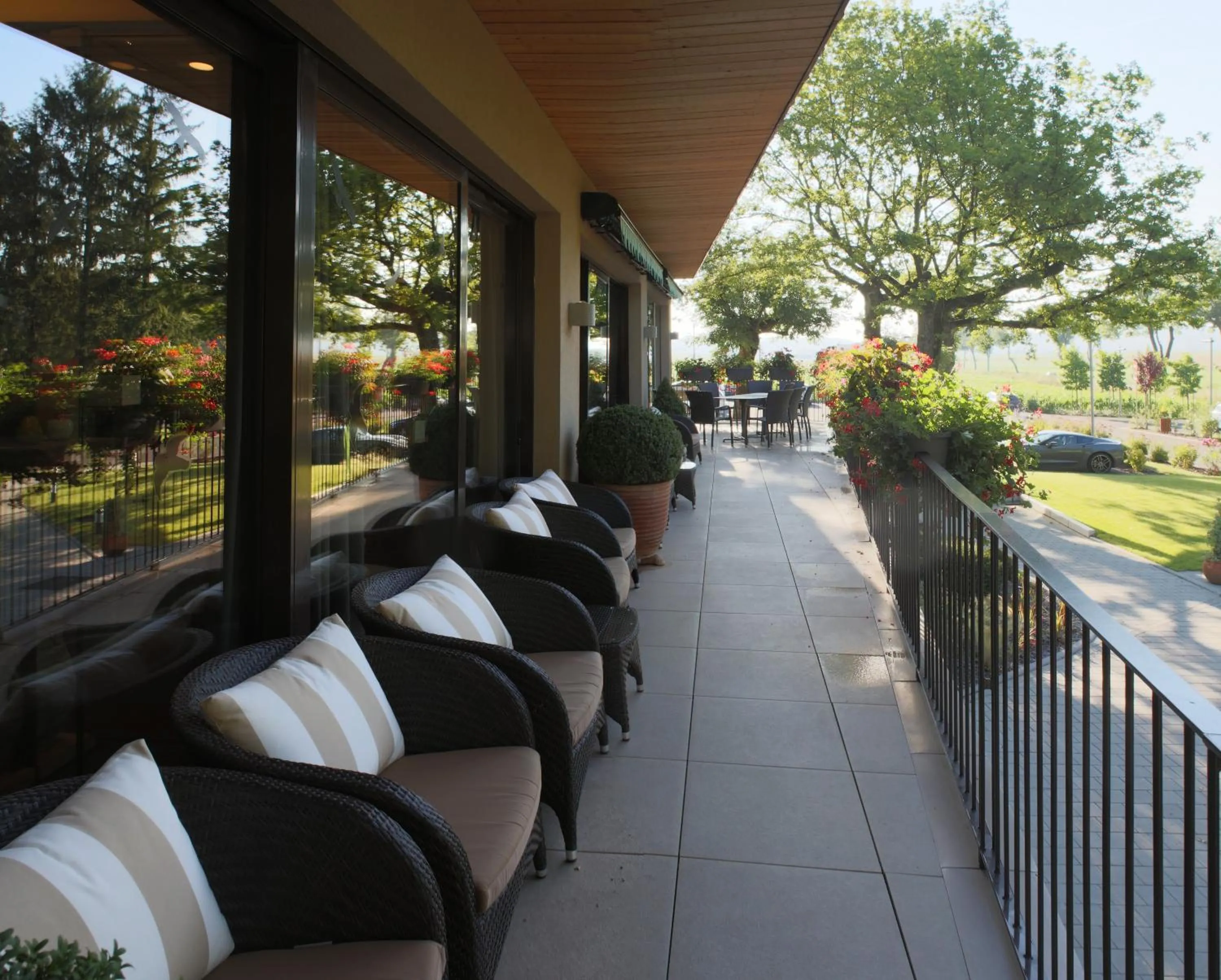 Balcony/Terrace in Hôtel Restaurant Logis Auberge Sundgovienne