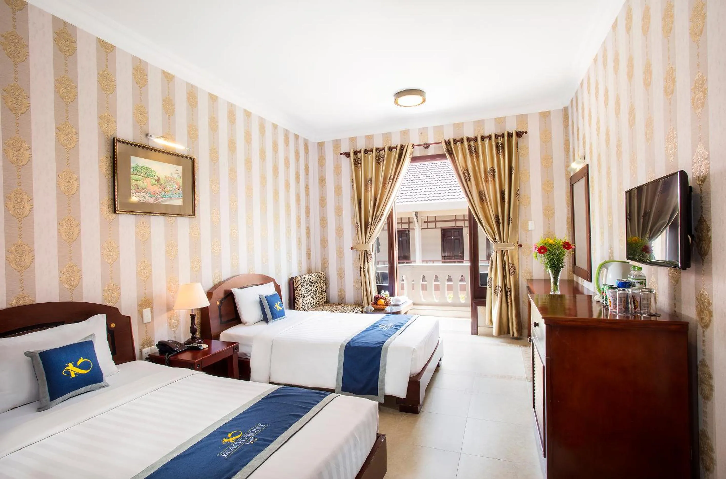 Bed in Beachfront Hotel