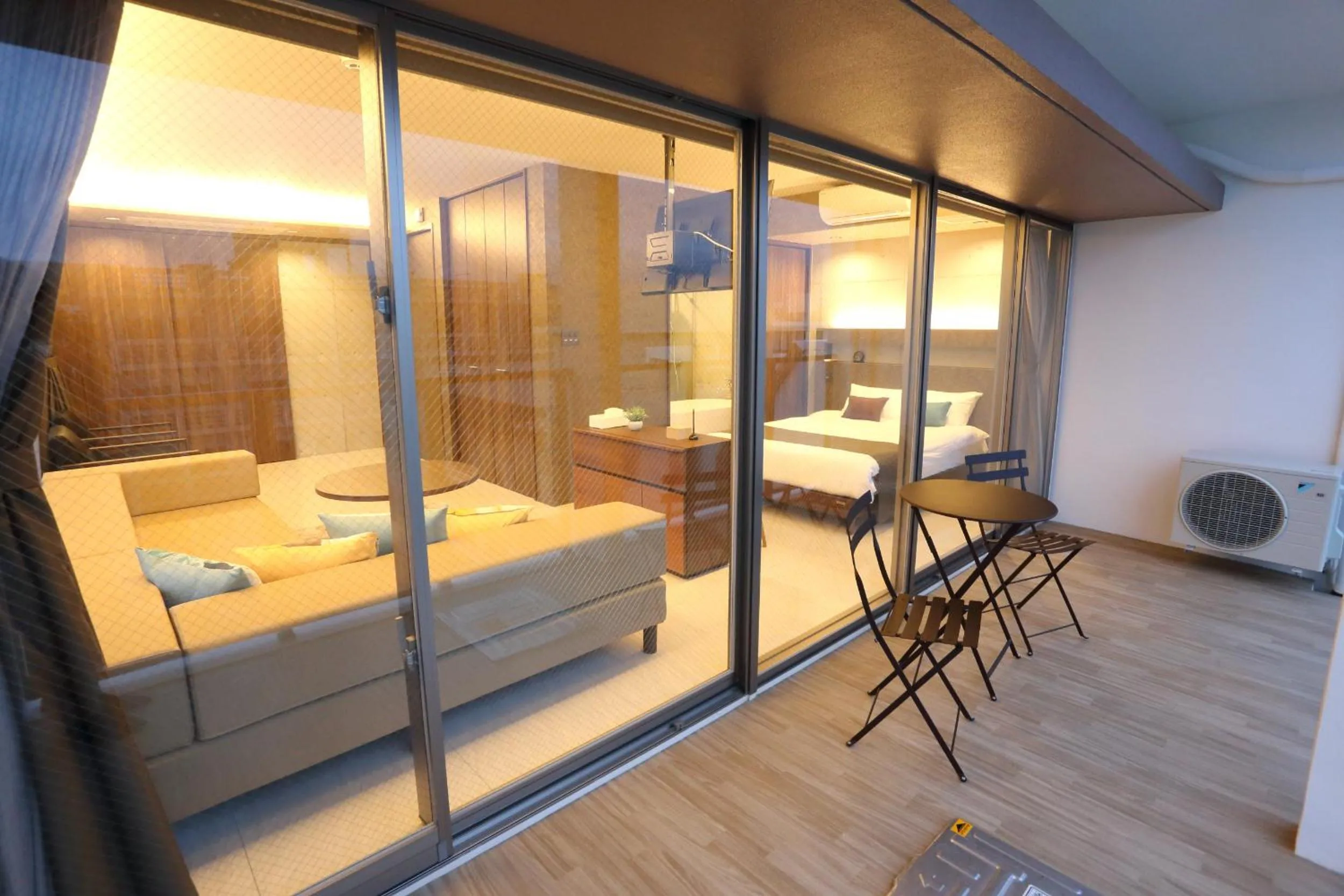 Balcony/Terrace, Bed in Tabinoteitaku Okinawa Naha