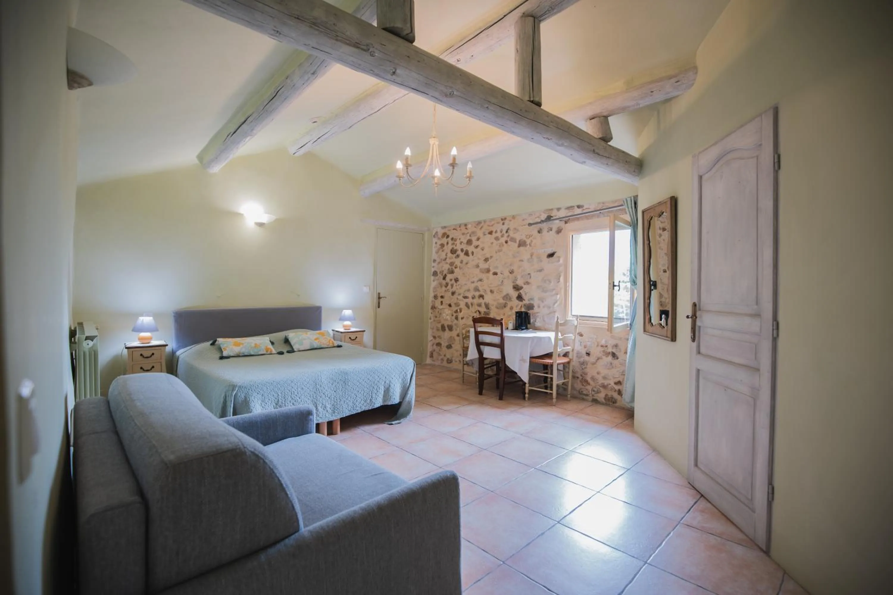 Bedroom, Bed in Chambres & Tables d'hôtes Moulin de Lavon