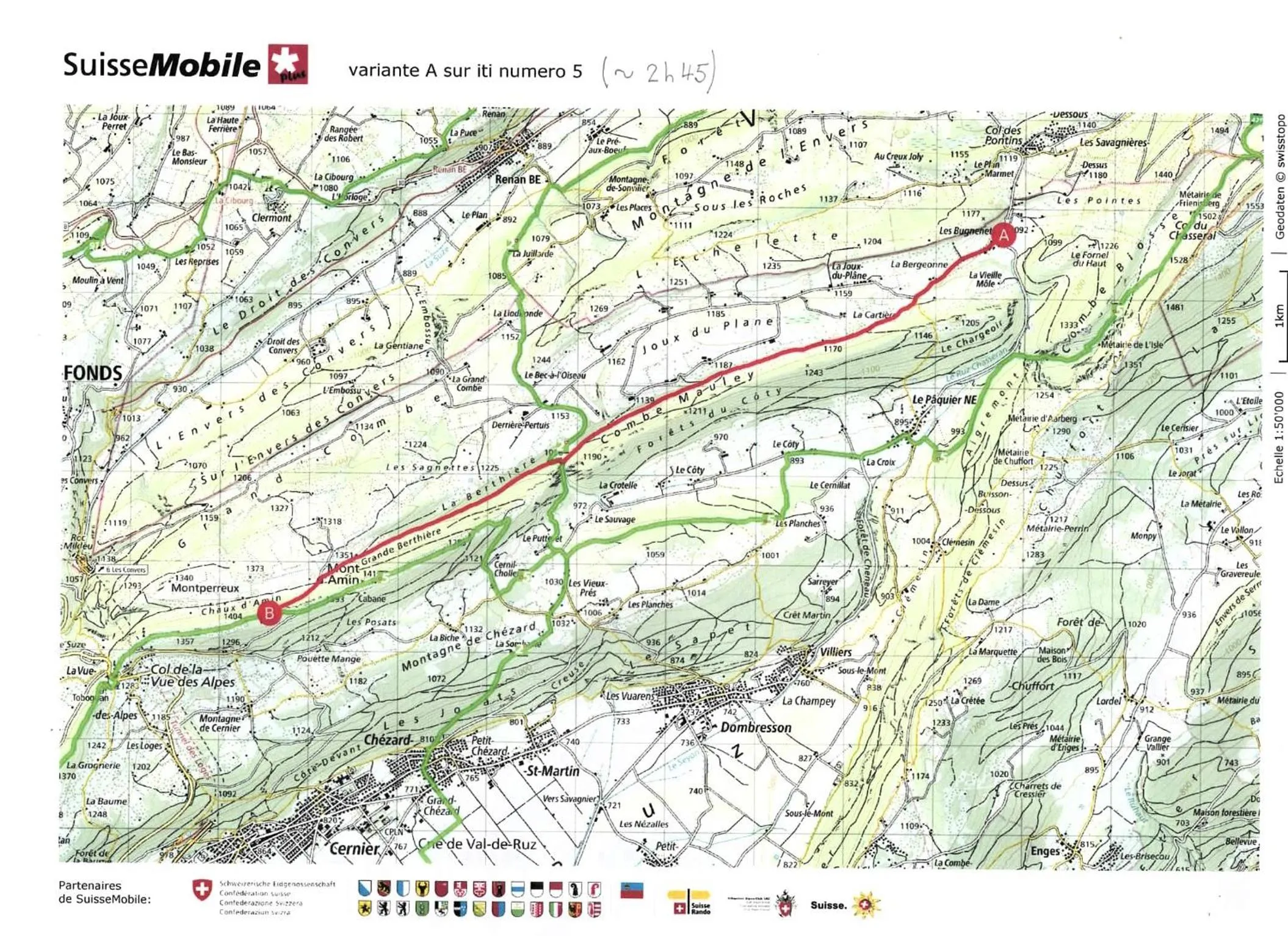 Hiking in Bonne Auberge Les Bugnenets