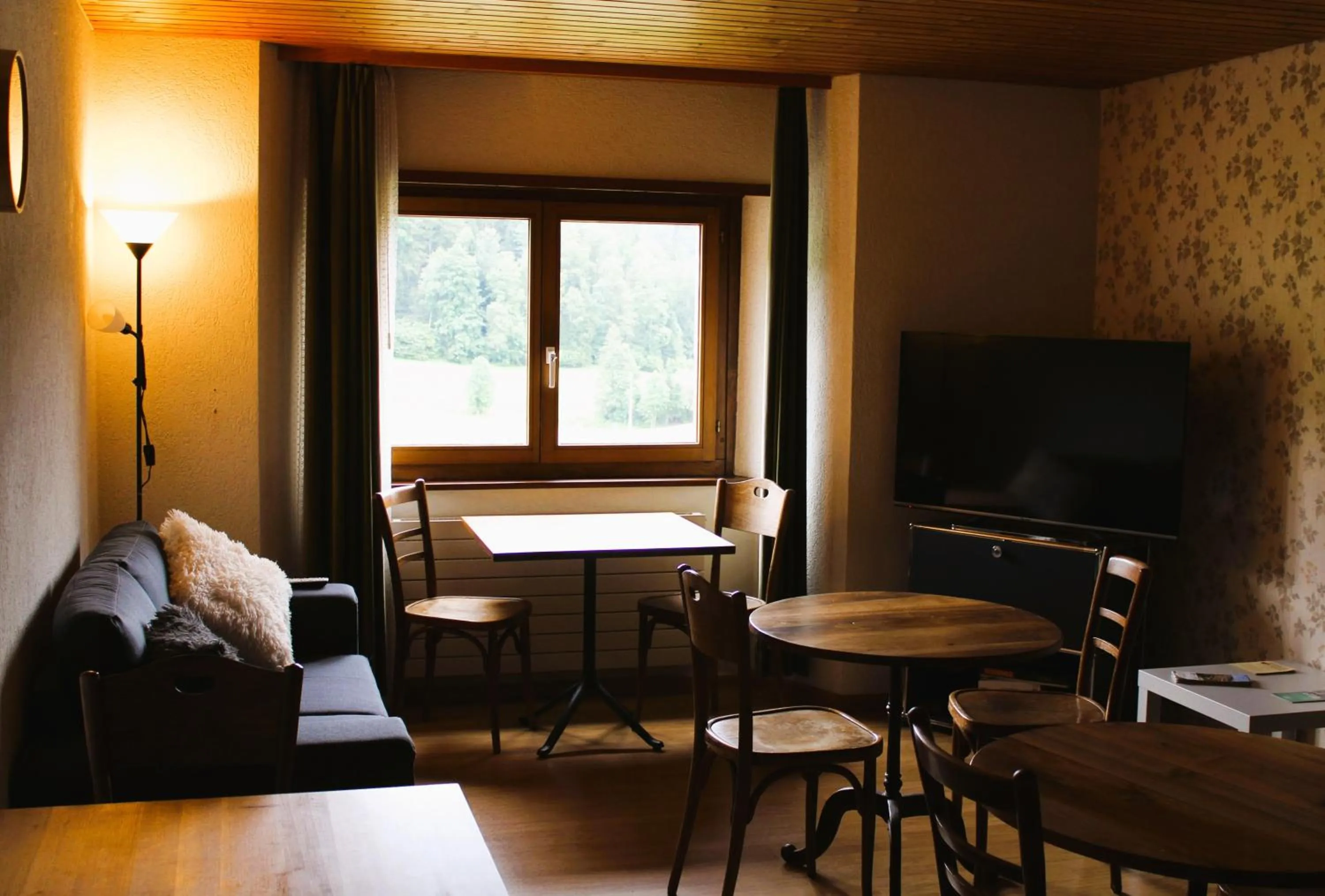 Communal lounge/ TV room in Bonne Auberge Les Bugnenets