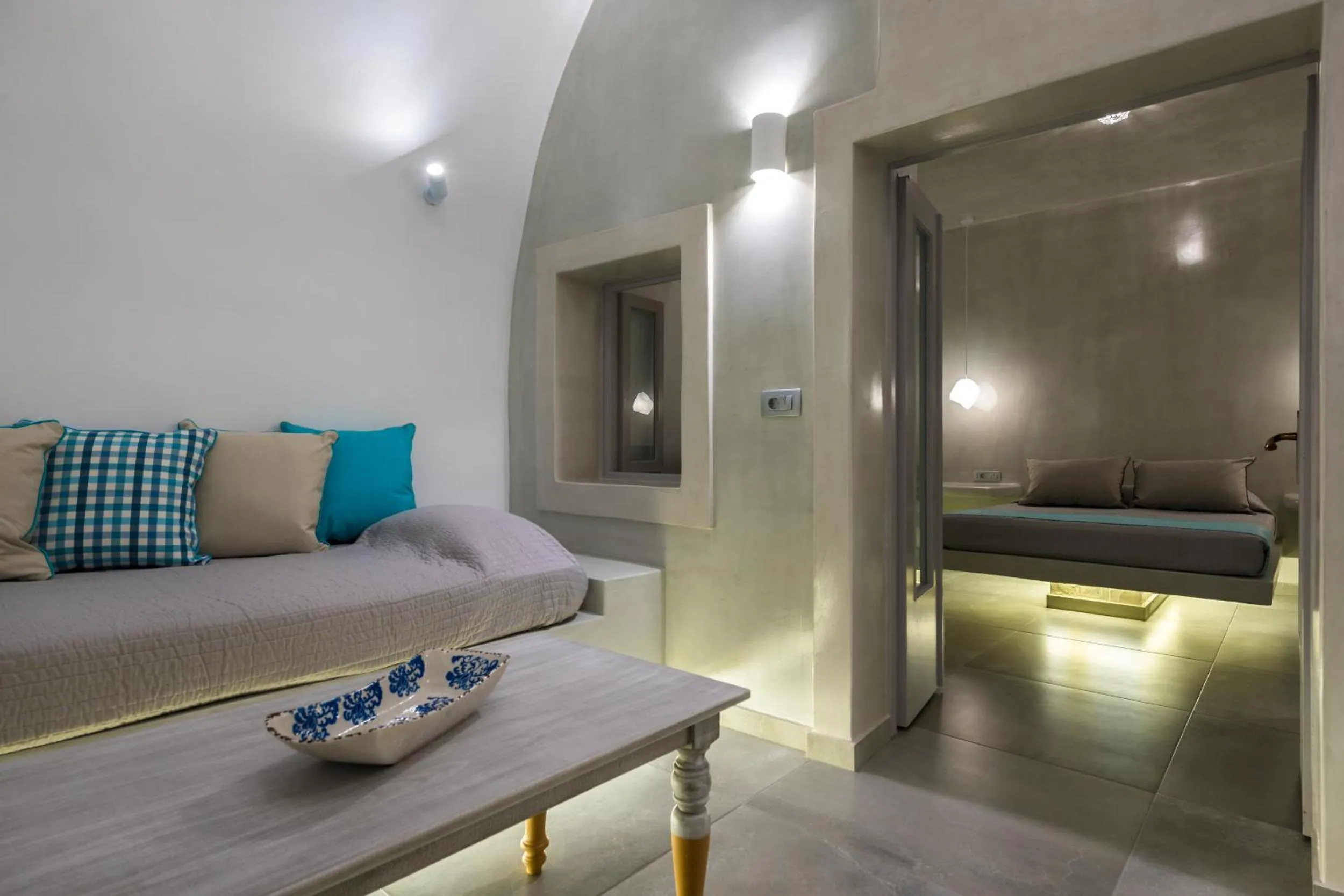 Living room, Bed in Nefeli Homes - Adults Only