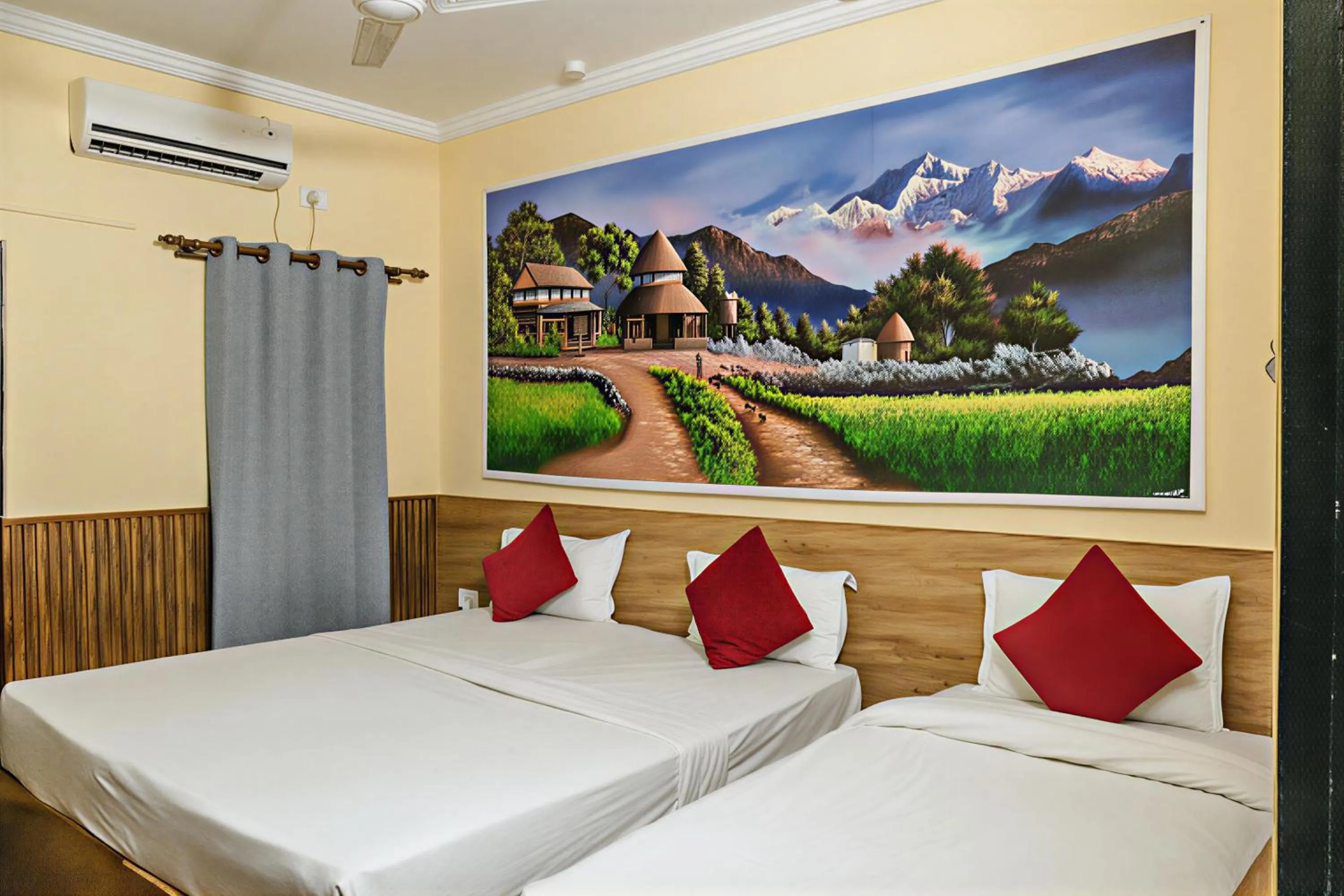 Bed in Hotel Peaceland Lumbini
