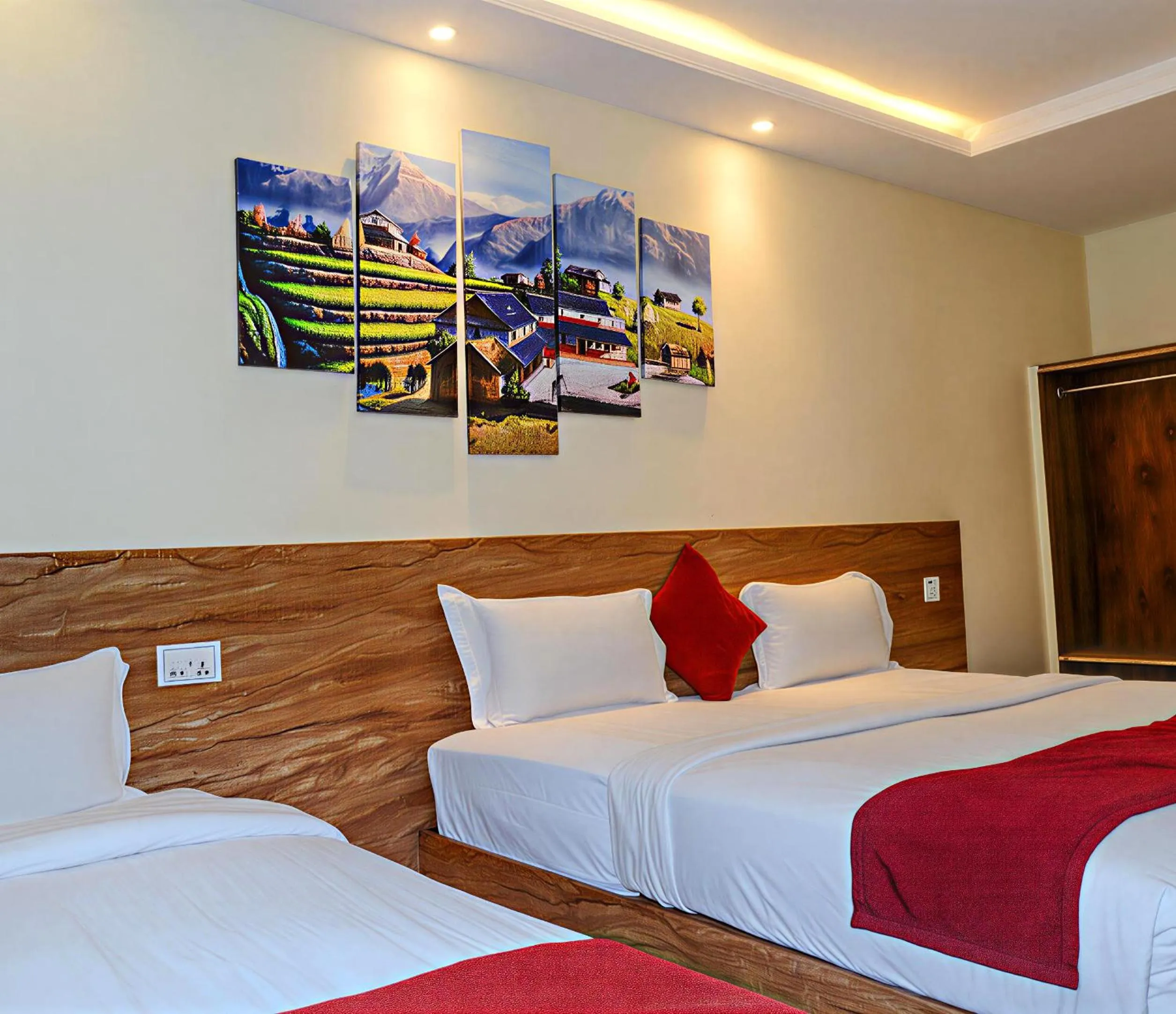Bed in Hotel Peaceland Lumbini