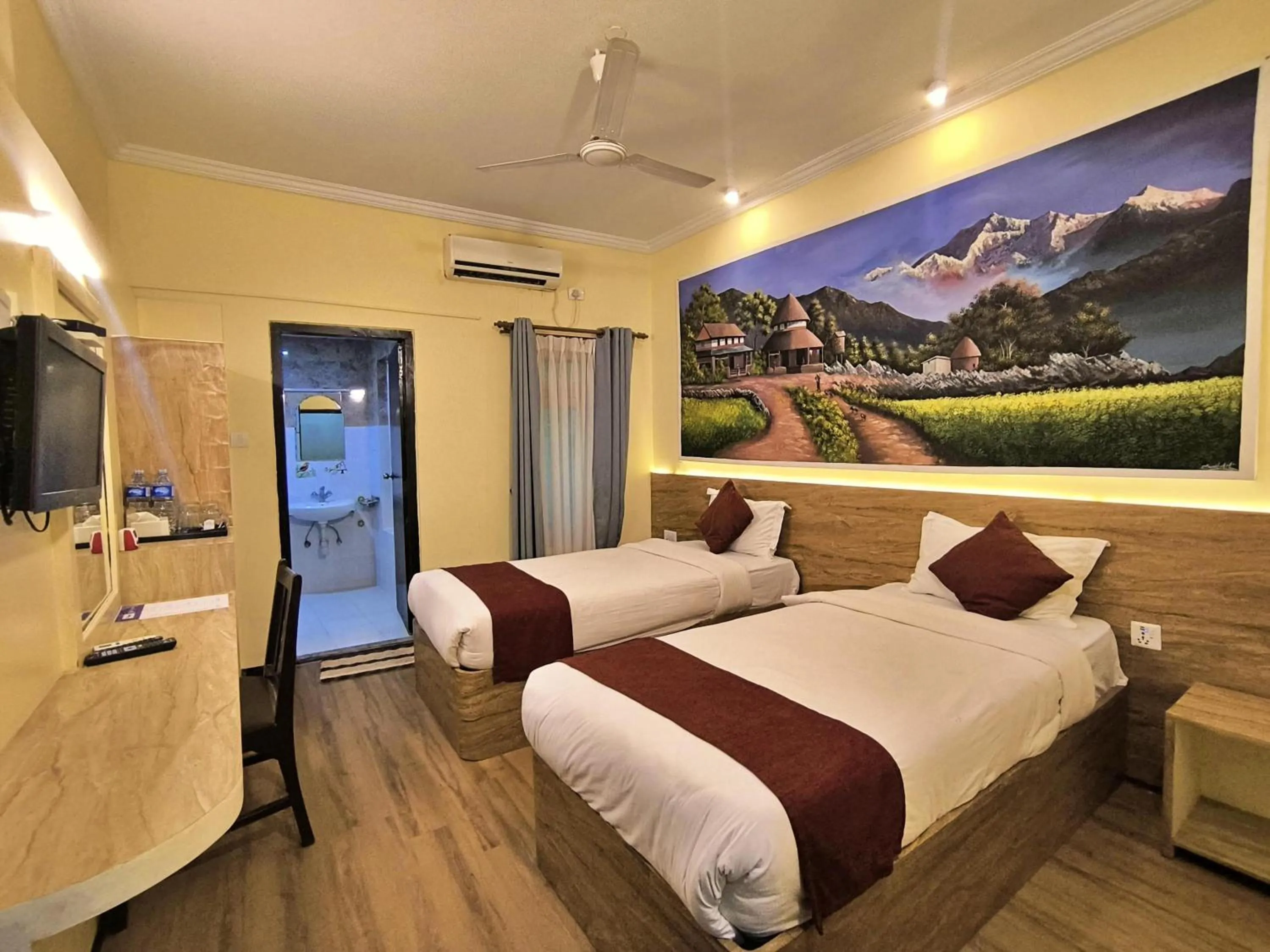 Bed in Hotel Peaceland Lumbini