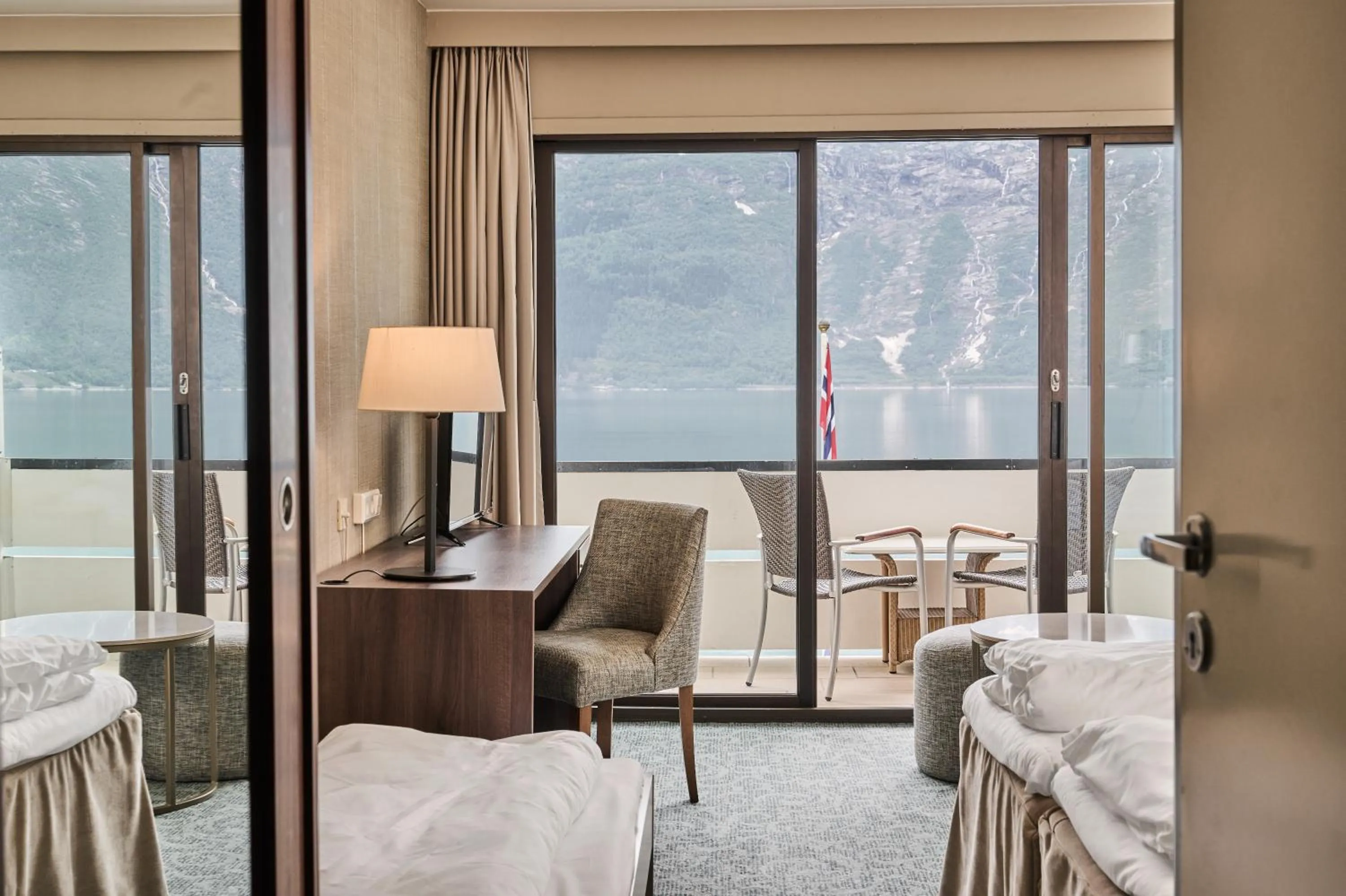 Seating area, Bed in Hotel Ullensvang