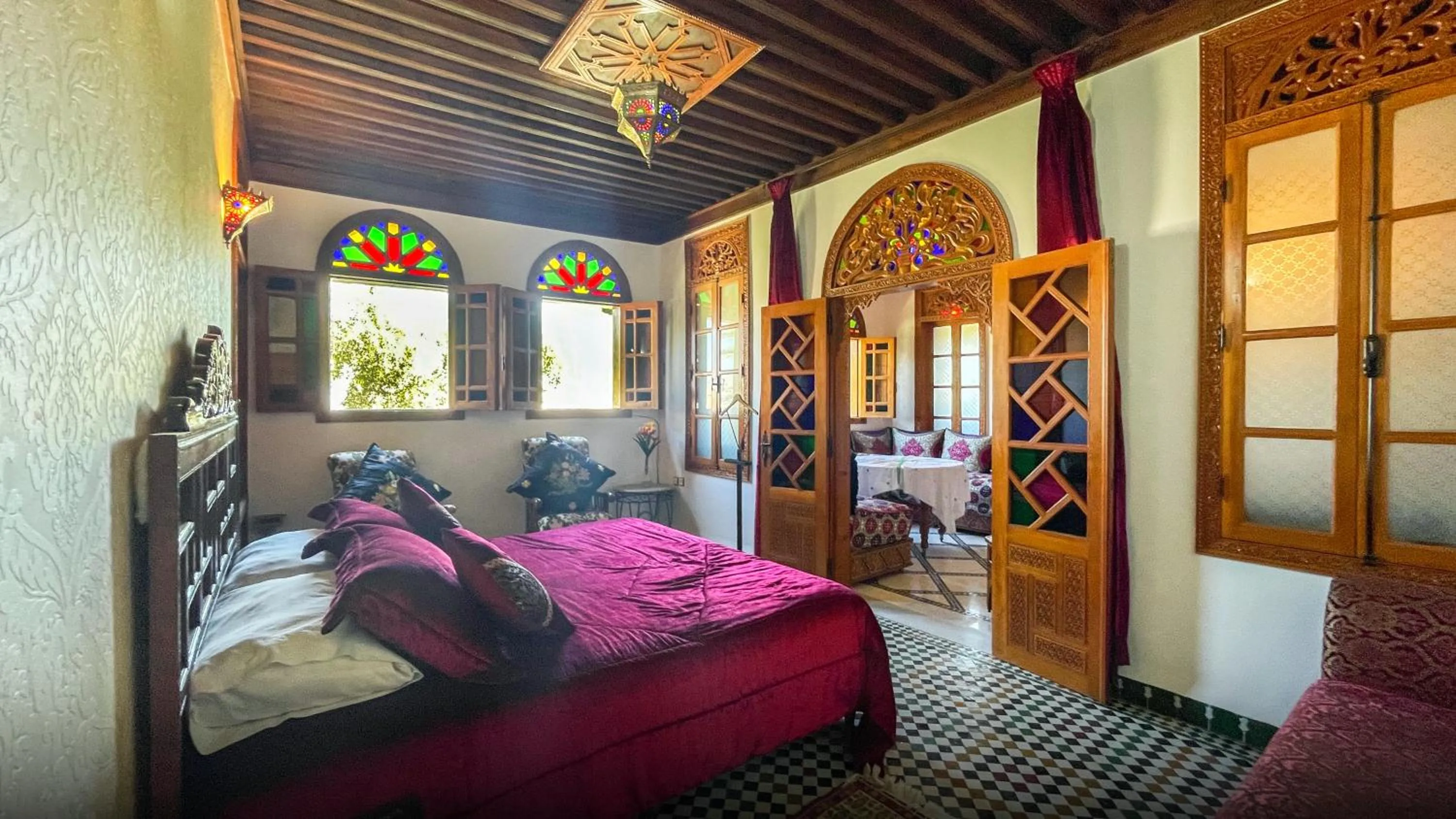 Bed in Riad Dar El Ouedghiri