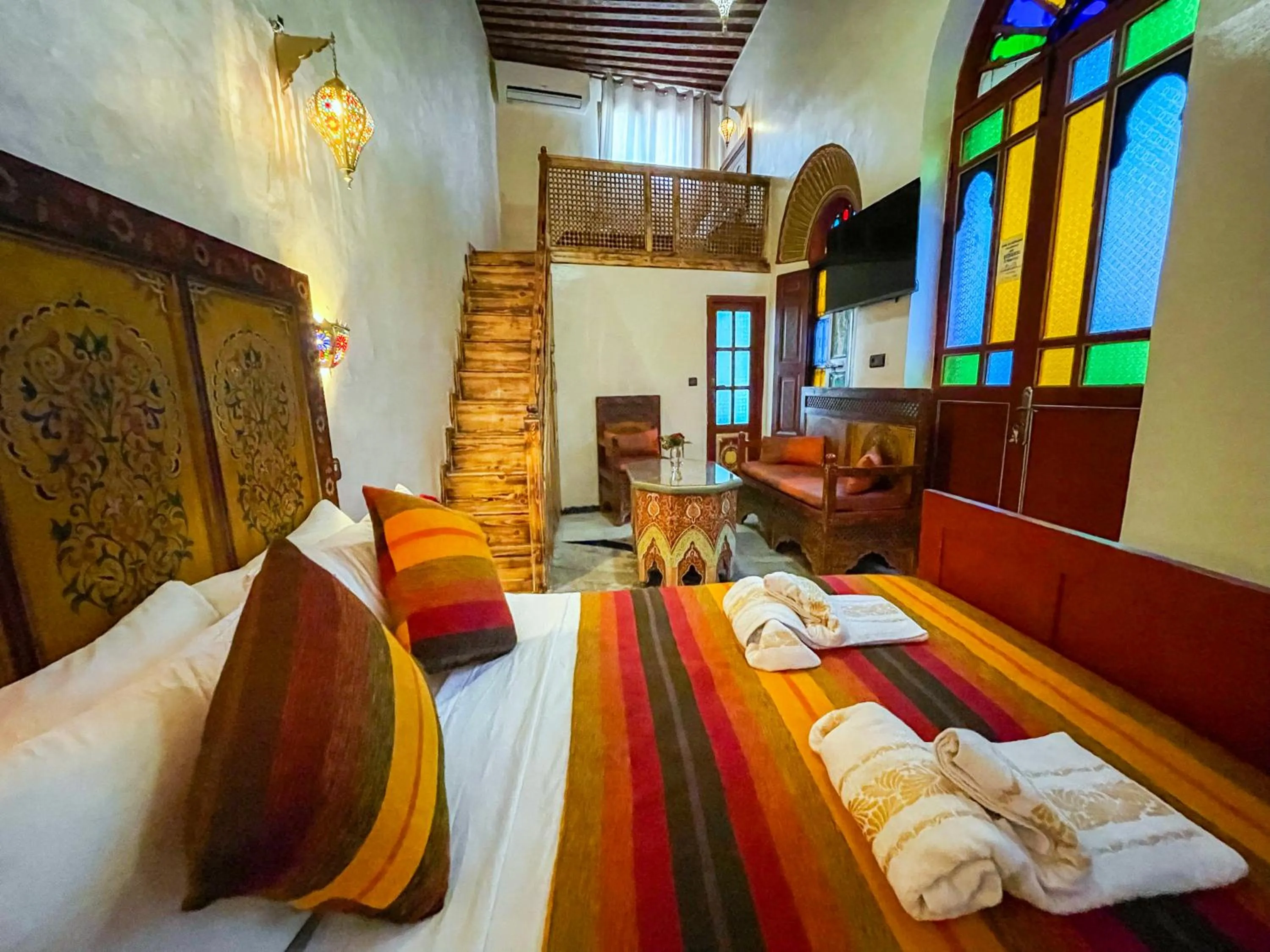 Bed in Riad Dar El Ouedghiri
